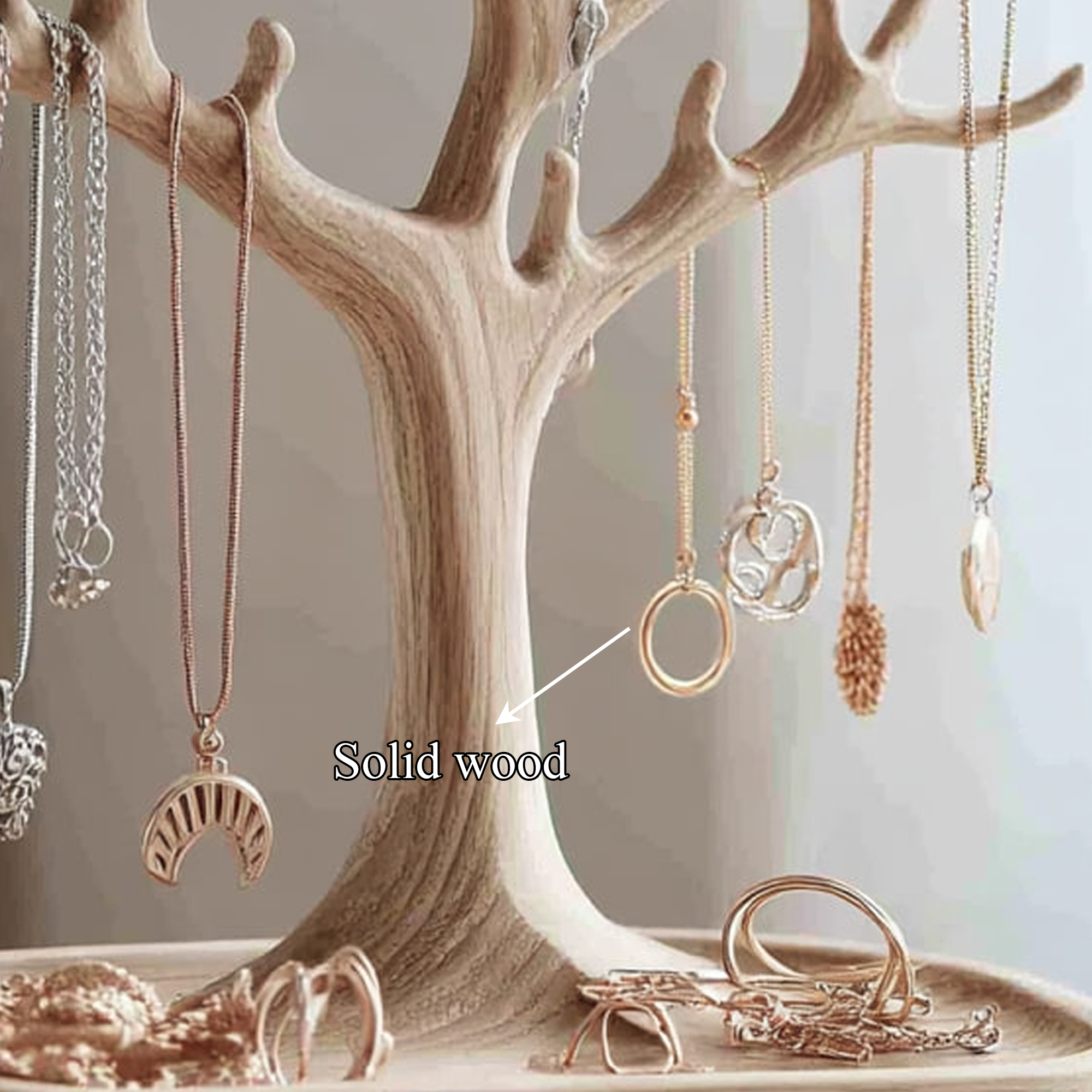Scandinavian Solid Wood Jewelry Tree Organizer Stand SINLKITJR001
