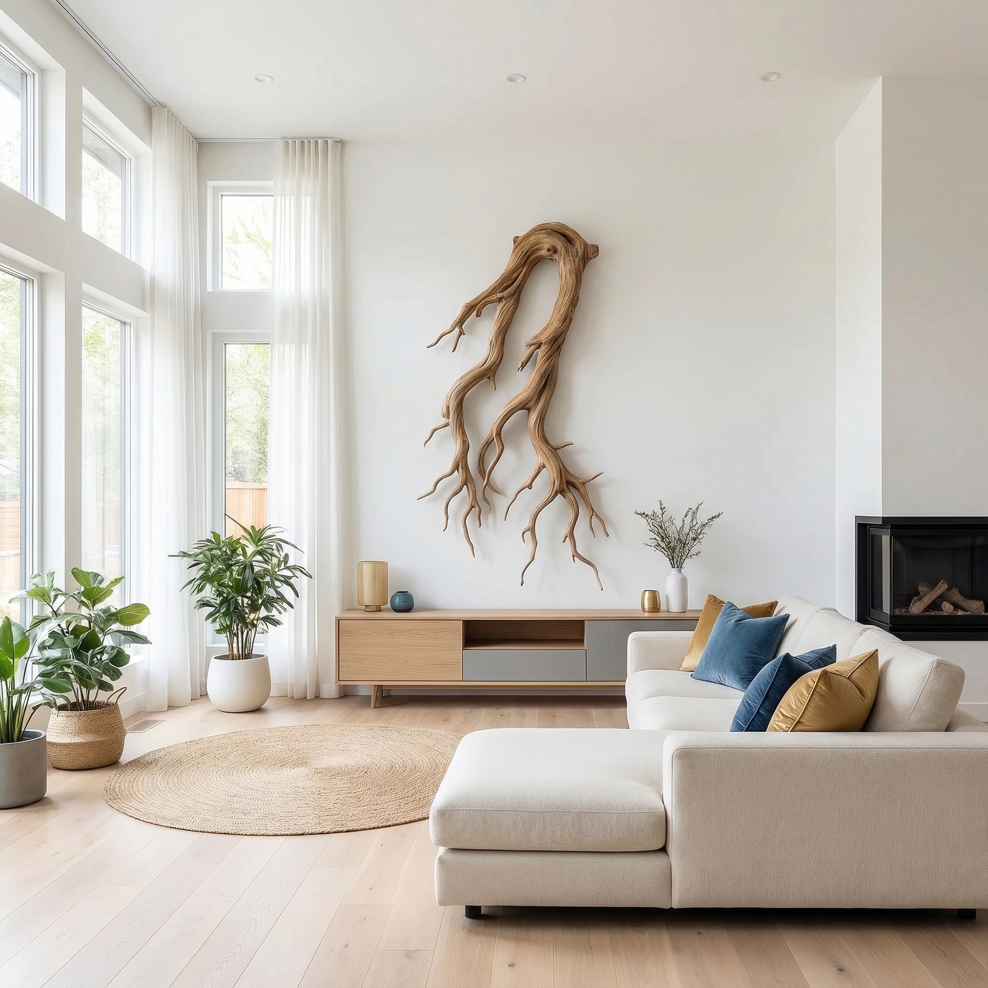 Rustic Root Wood Wall Sculpture Living Room And Entryway SINLKIWD054