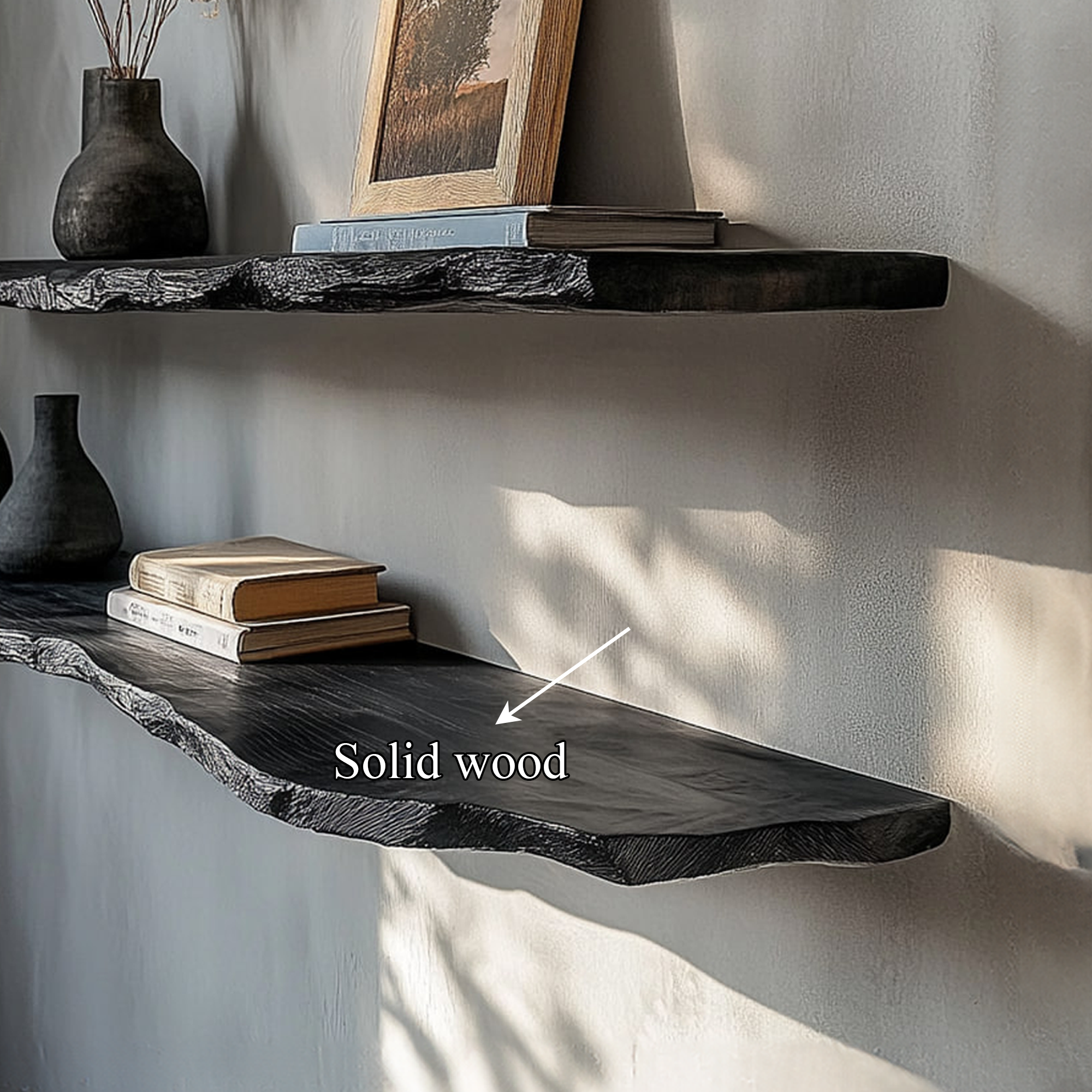 Rustic Modern Live Edge Wall Mounted Shelf Living Room Or Study Room SINLKIFL265