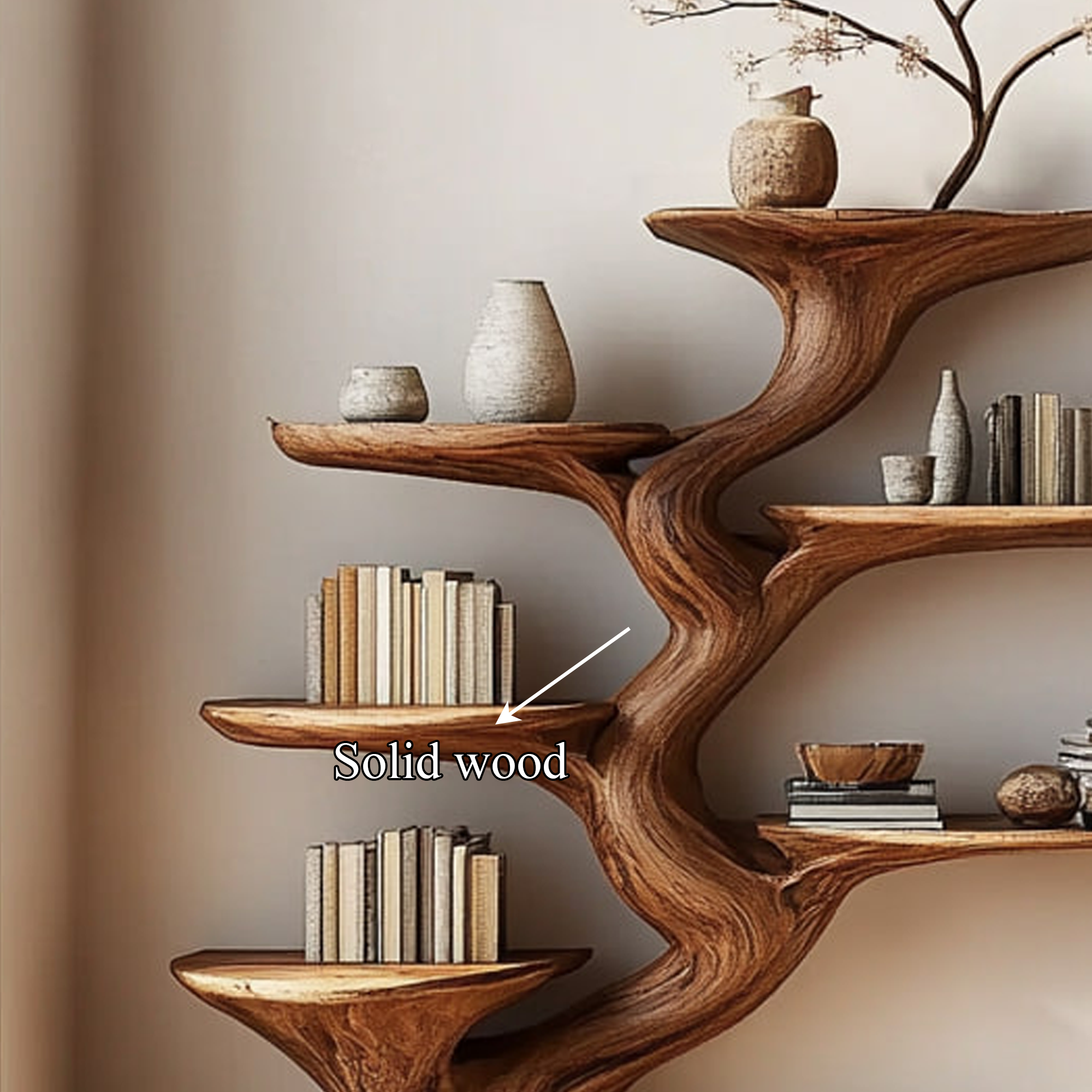 Rustic Sculptural Tree Bookshelf Living Room SINLKITB474