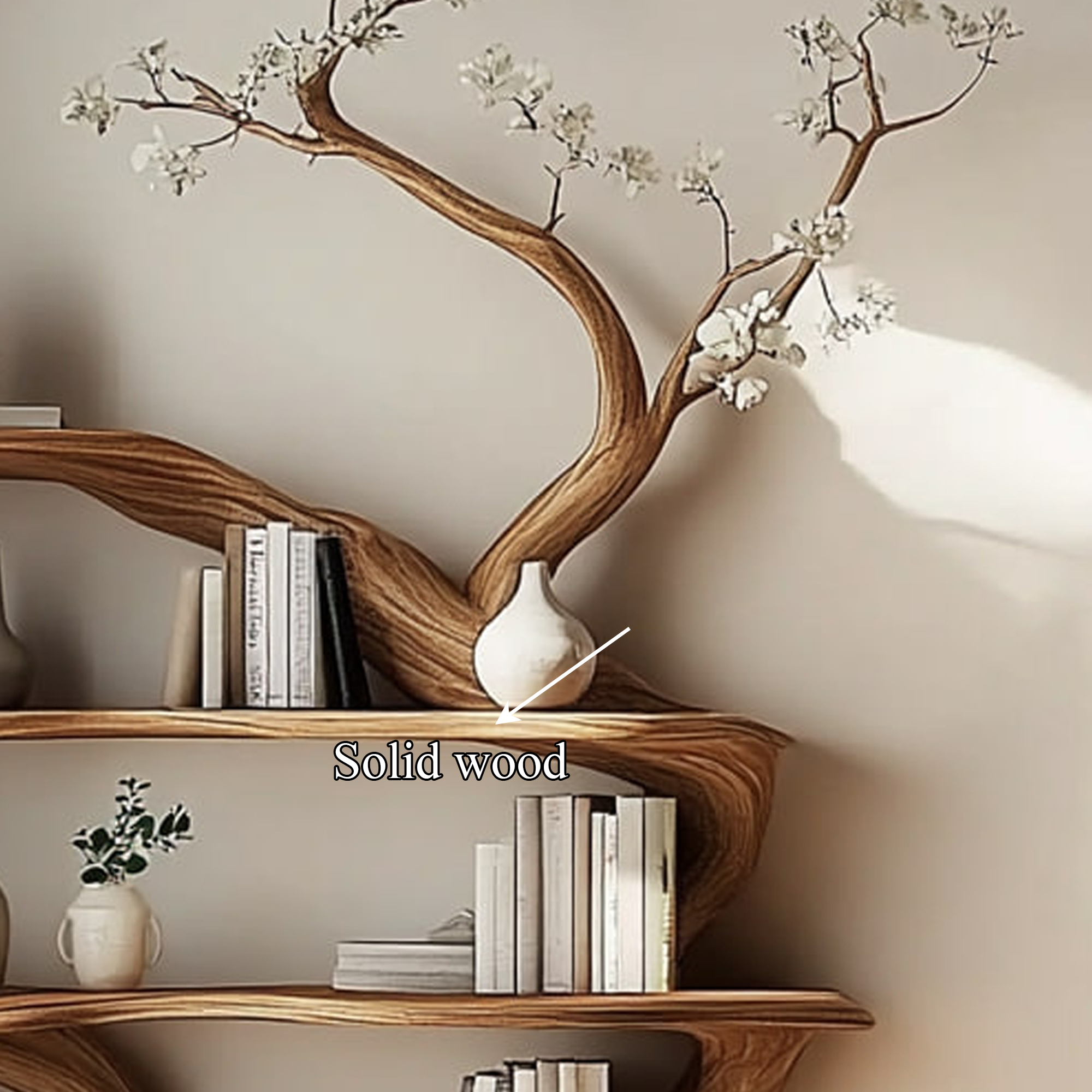 Rustic Unique Tree Bookshelf Living Room Large Organizer SINLKITB467