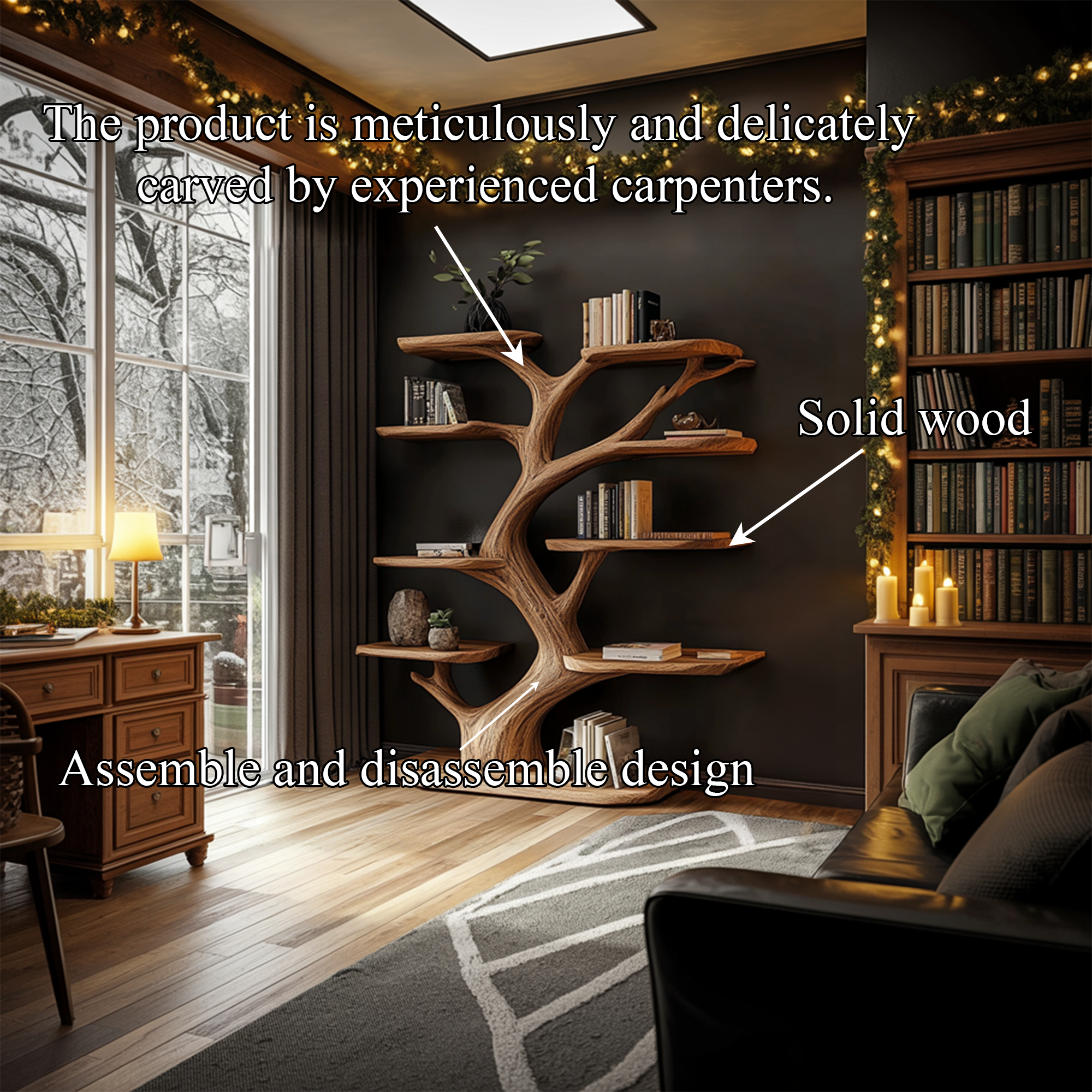 Rustic Tree Wall Shelf Holiday Decor For Bedroom SINLKITB595