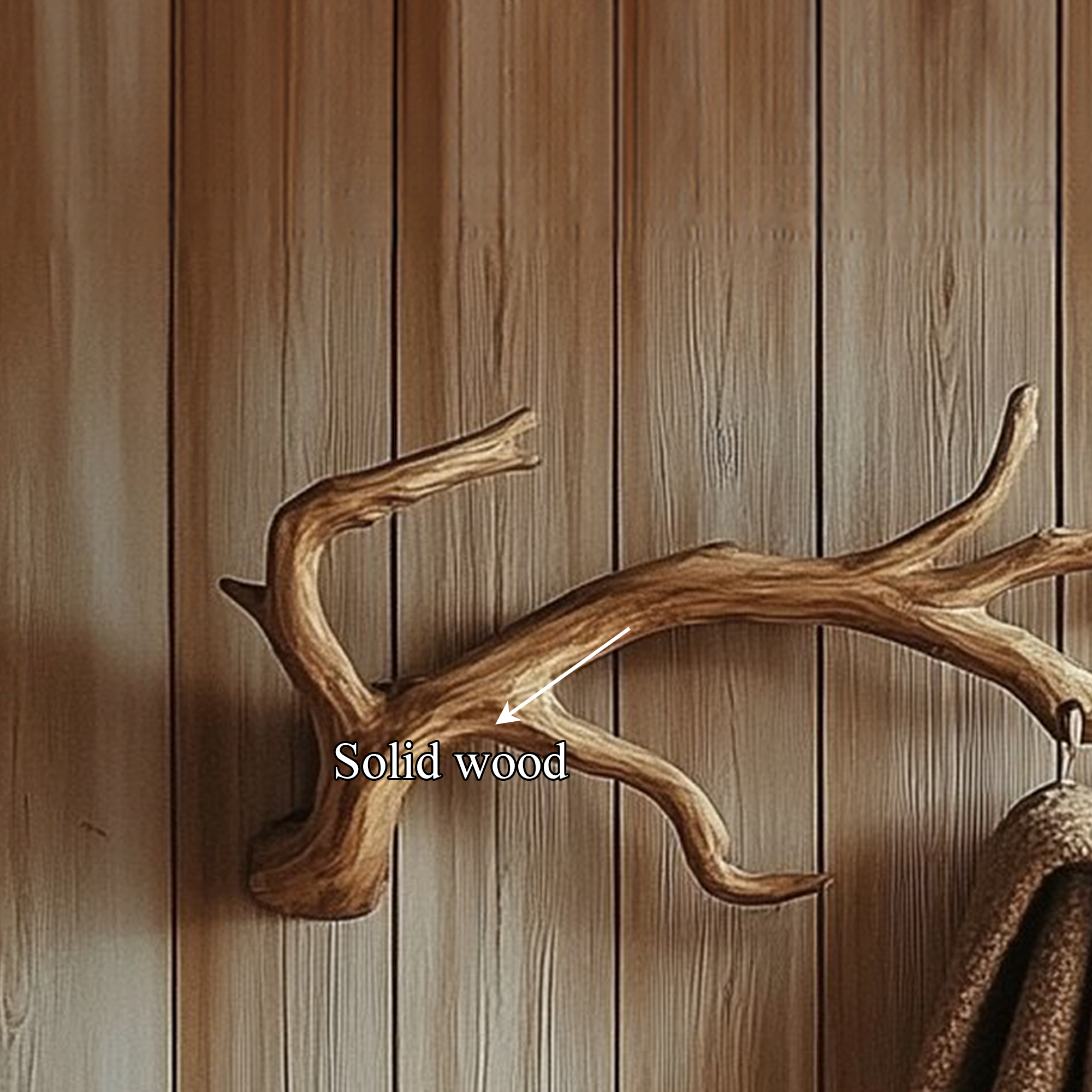 Rustic Branch Wall Hook Solid Wood Entryway Decor SINLKITCR067
