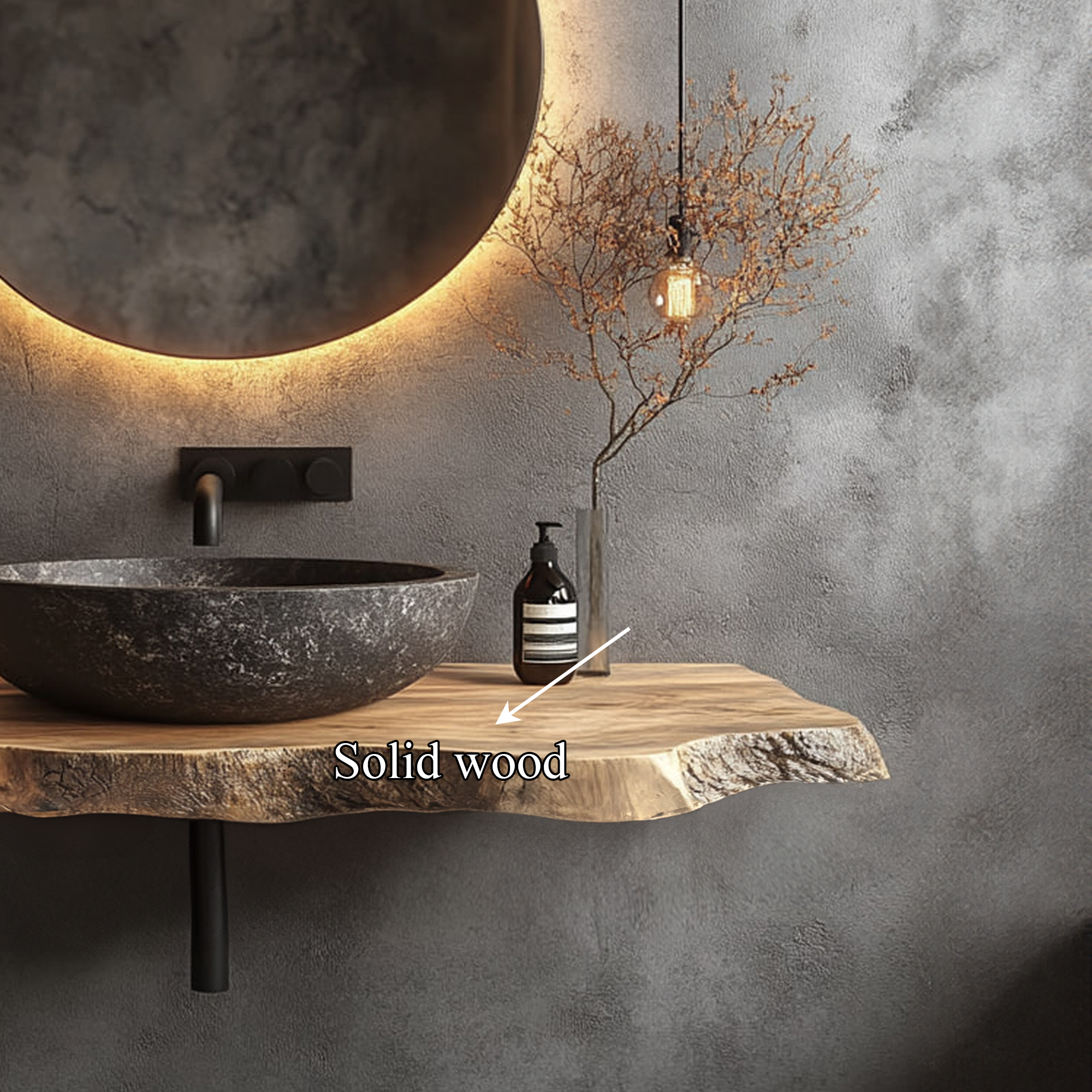 Rustic Wall Mounted Bathroom Vanity Modern Living SINLKIBRV184