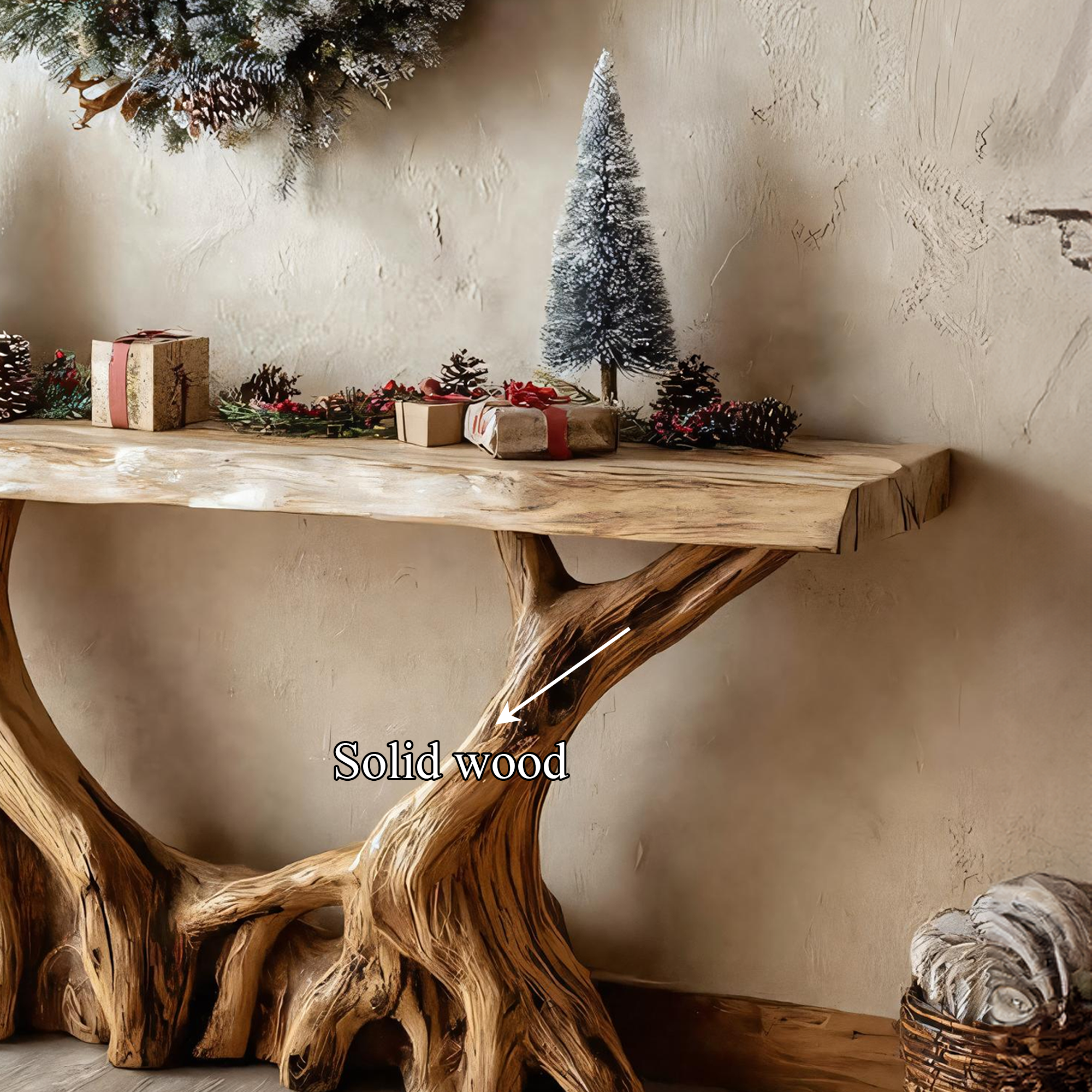 Rustic Sculptural Console Table Holiday Decor Living Room SINLKICS361