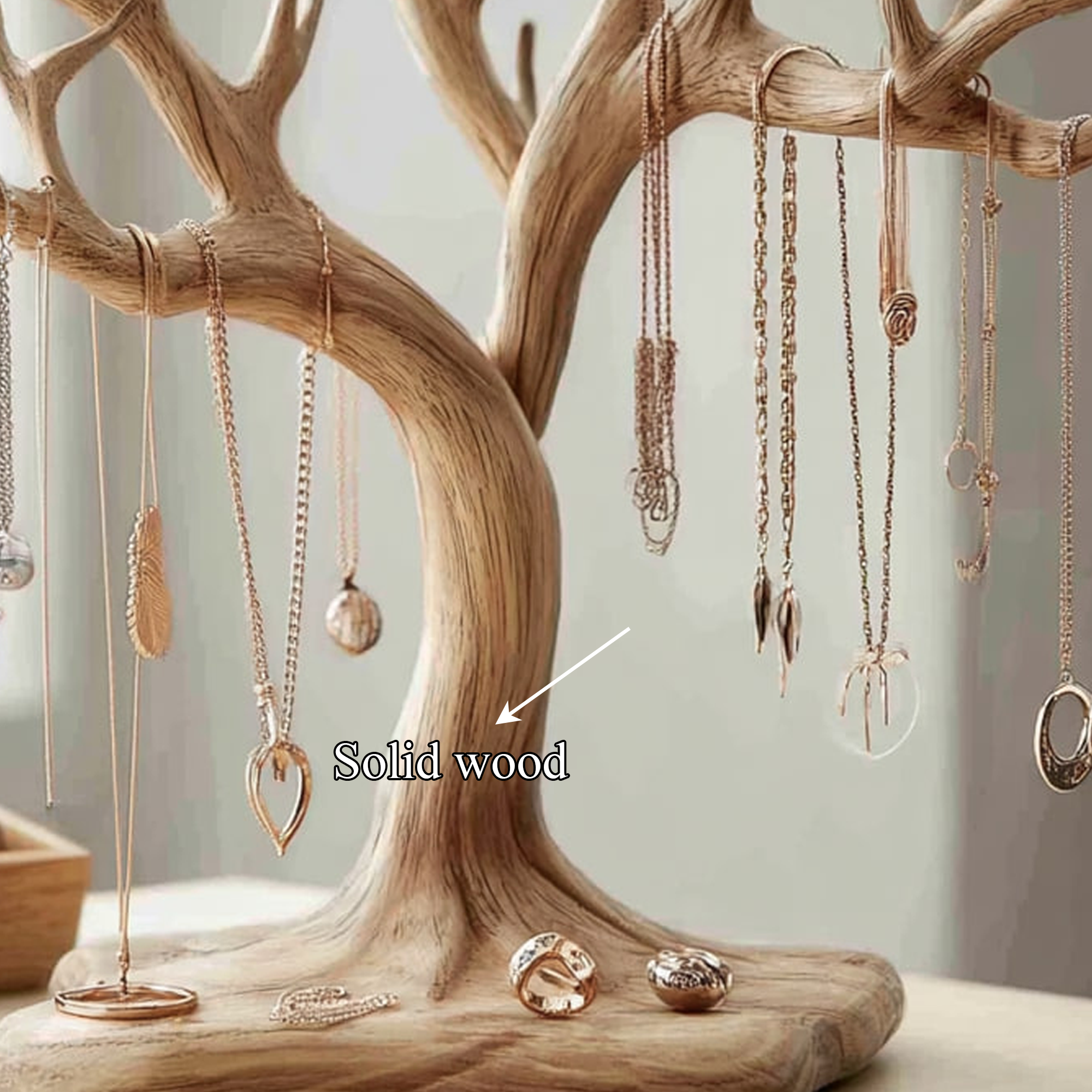 Organic Solid Wood Jewelry Tree Organizer Stand SINLKITJR002