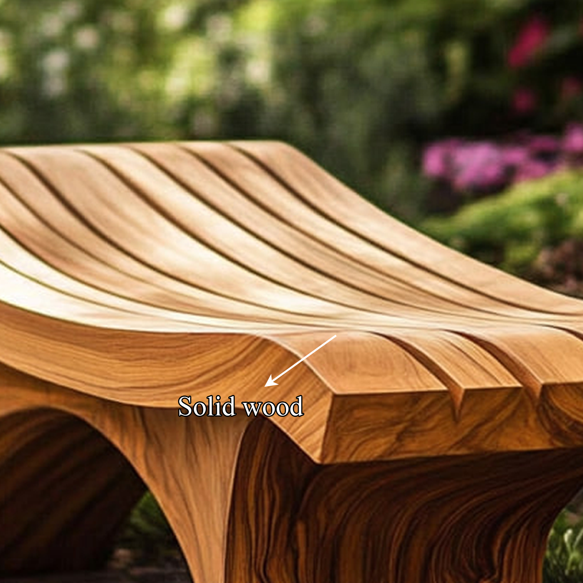 Sculptural Modern Outdoor Wood Bench Garden Patio SINLKIRS041