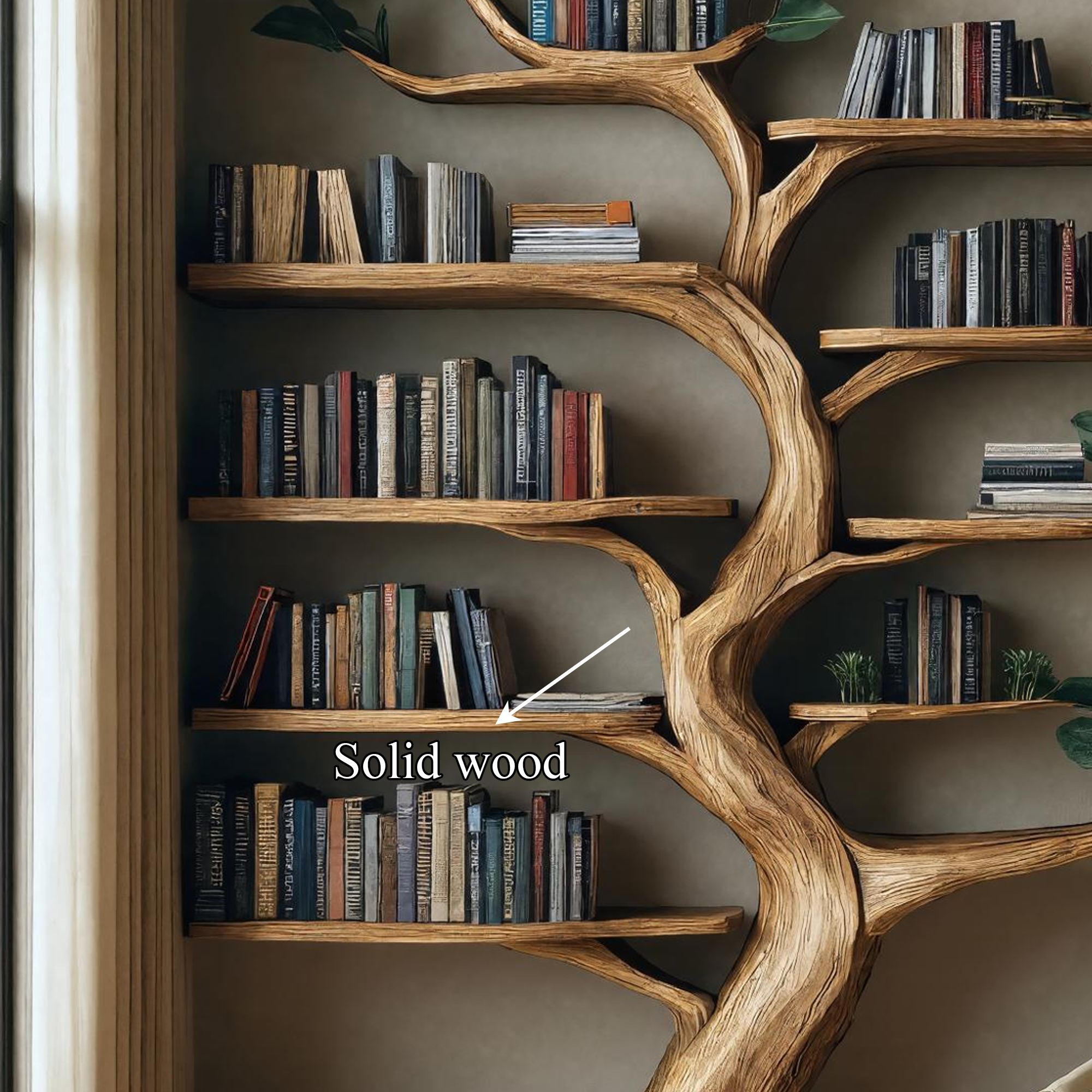 Rustic Branch Bookshelf Living Room Or Dining Room SINLKITB326