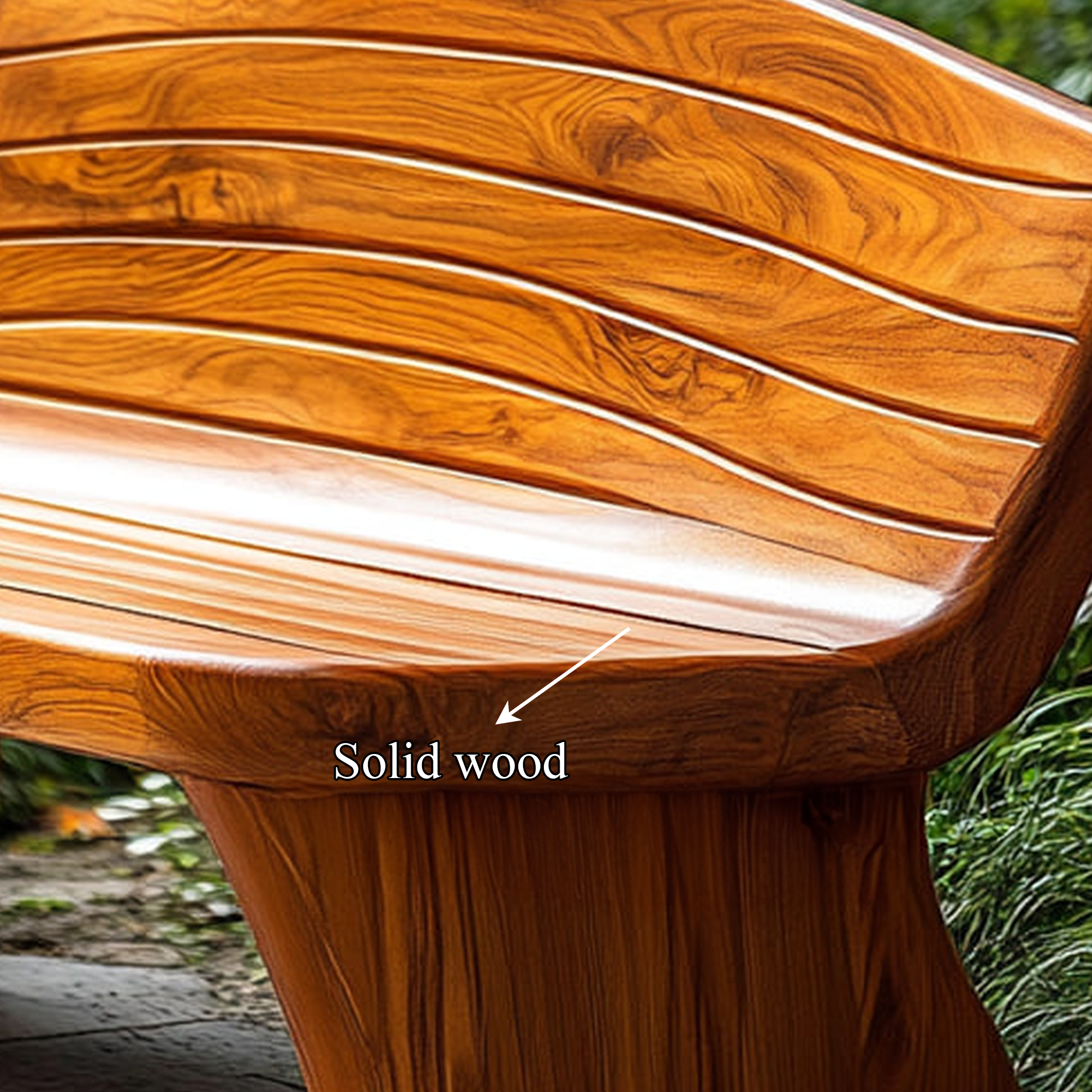 Sculptural Modern Wood Bench Outdoor Garden Or Entryway SINLKIRS044