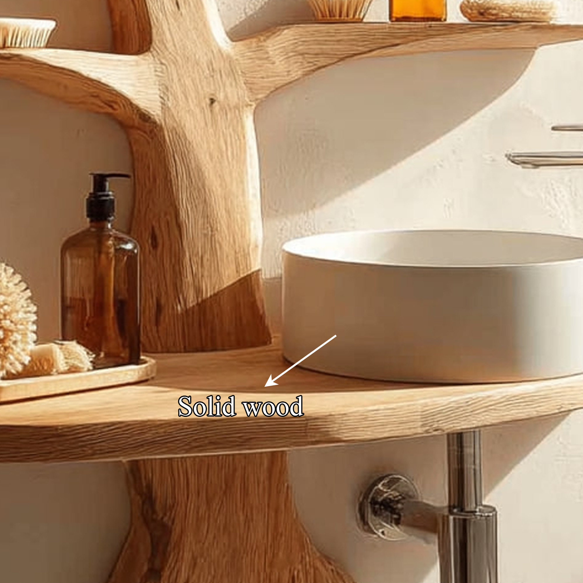 Rustic Wall Mounted Tree Shelf Bathroom Or Powder Space SINLKITBB013