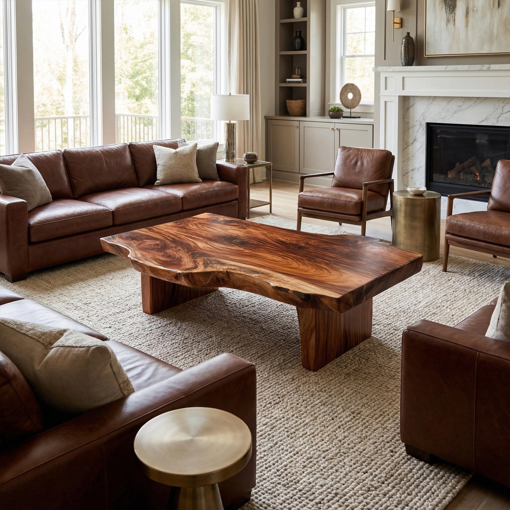 Farmhouse Wood Coffee Table For Cozy Living Room SINLKICF341
