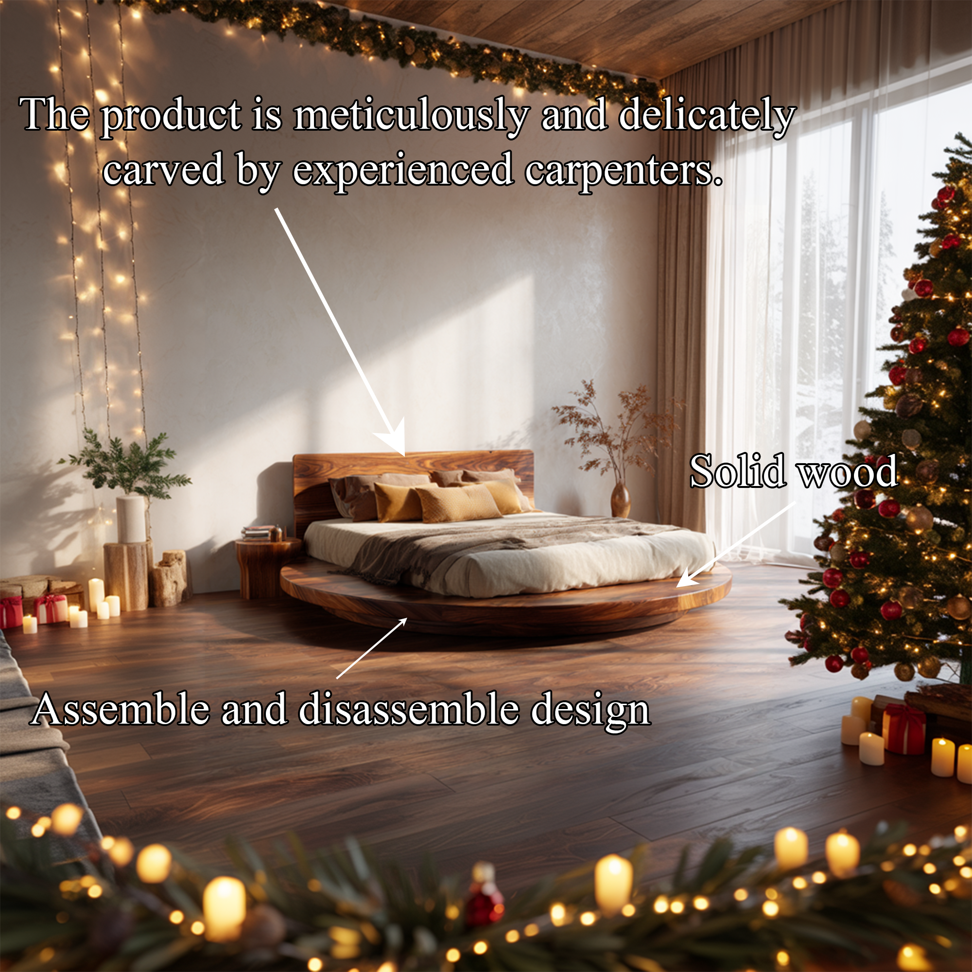 Mid Century Bedroom Minimal Platform Bed SINLKIWB083