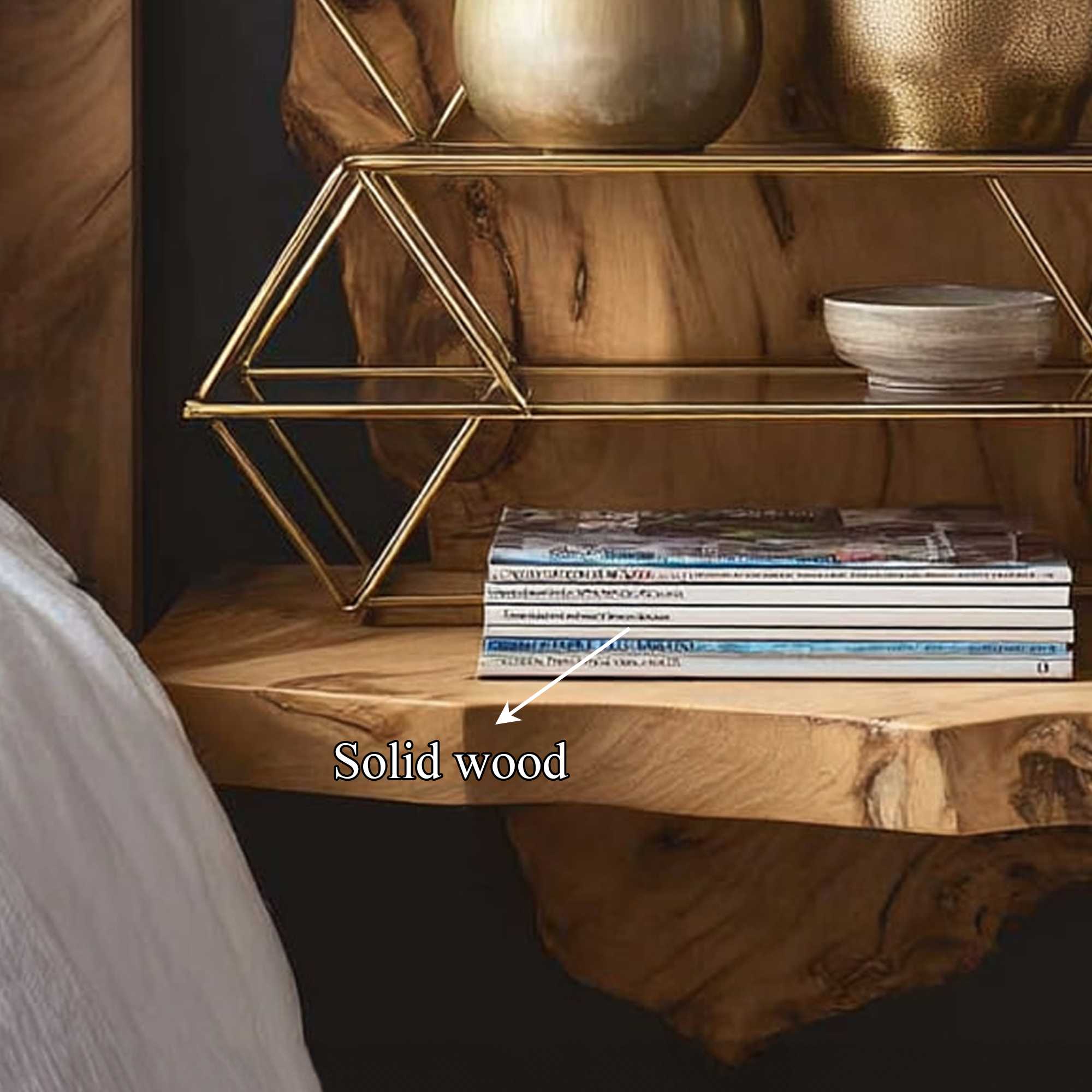 Rustic Floating Bedside Table Bedroom SINLKIBT060