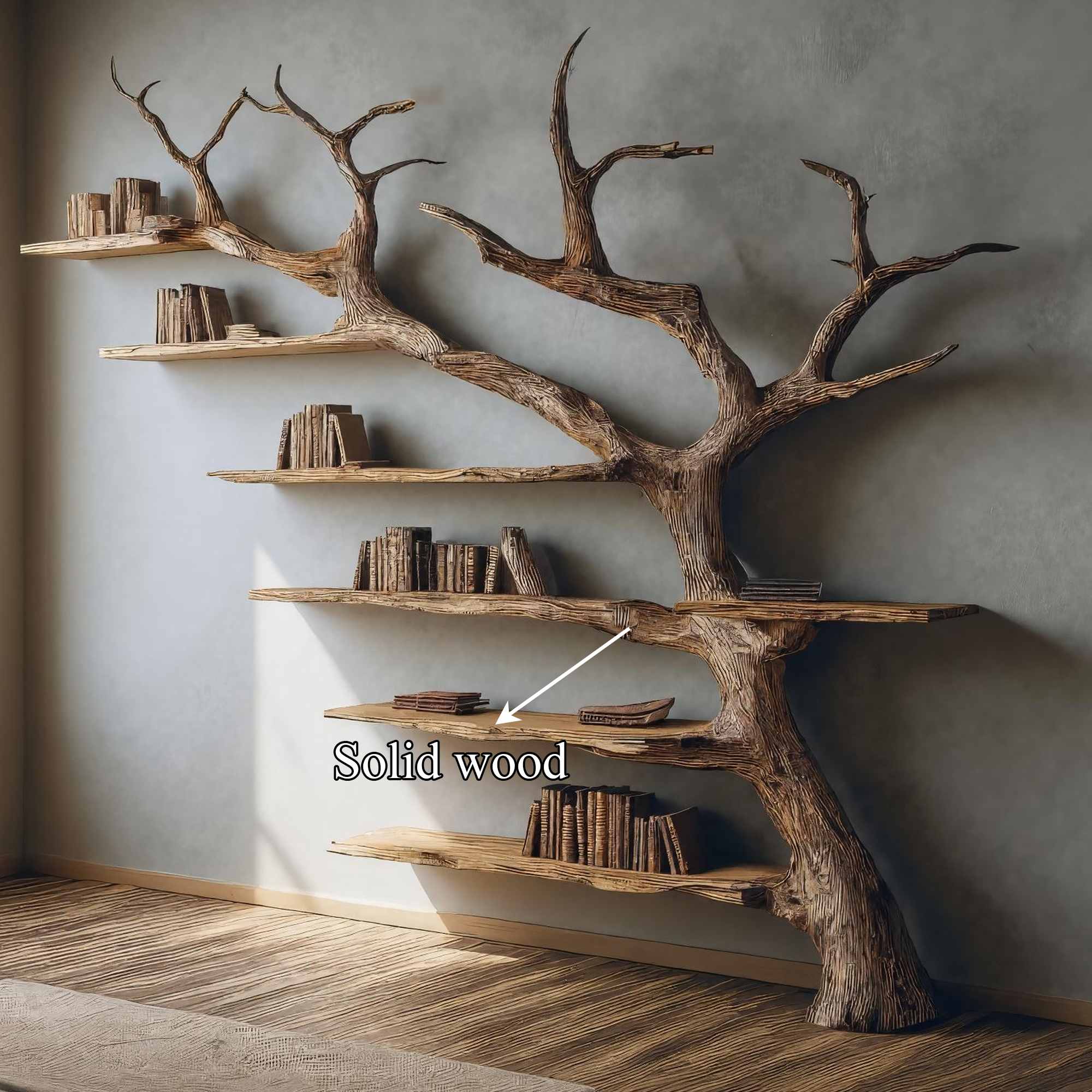 Rustic Branch Bookshelf Home Office Artistic Wall Decor SINLKITB322