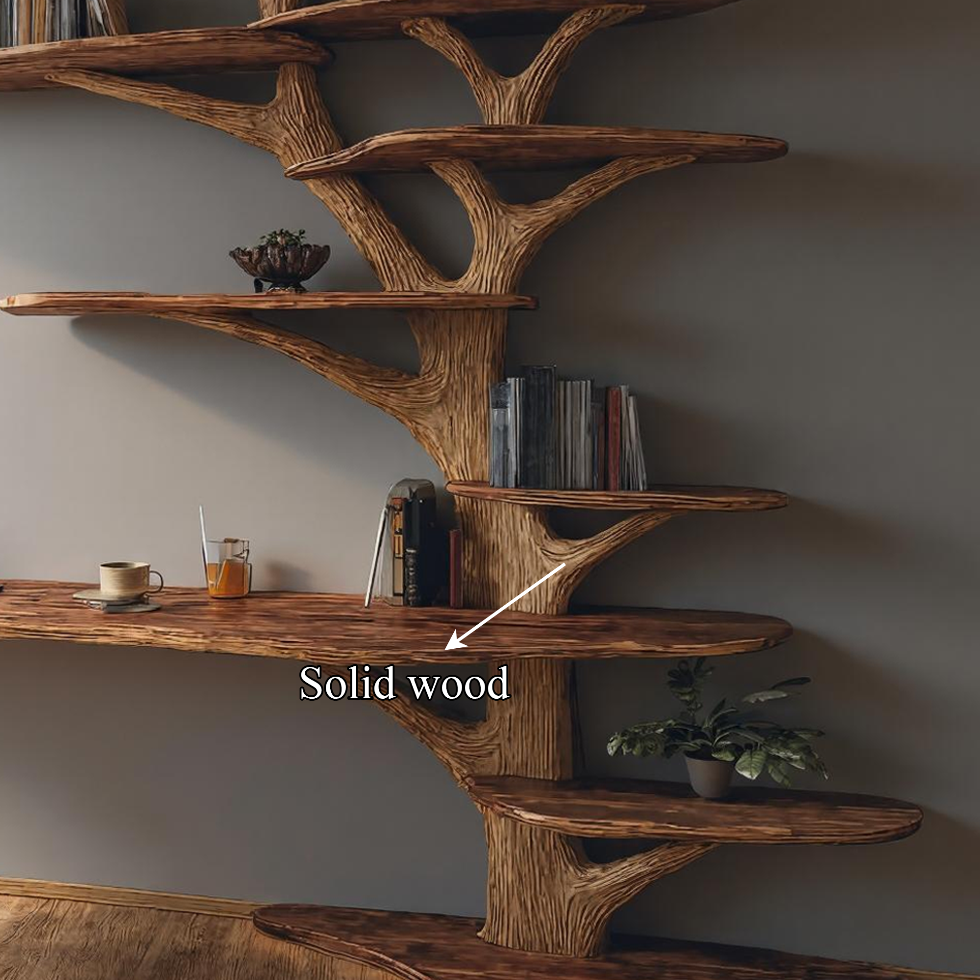 Rustic Tree Bookshelf Desk Home Office Or Study Room SINLKITB335