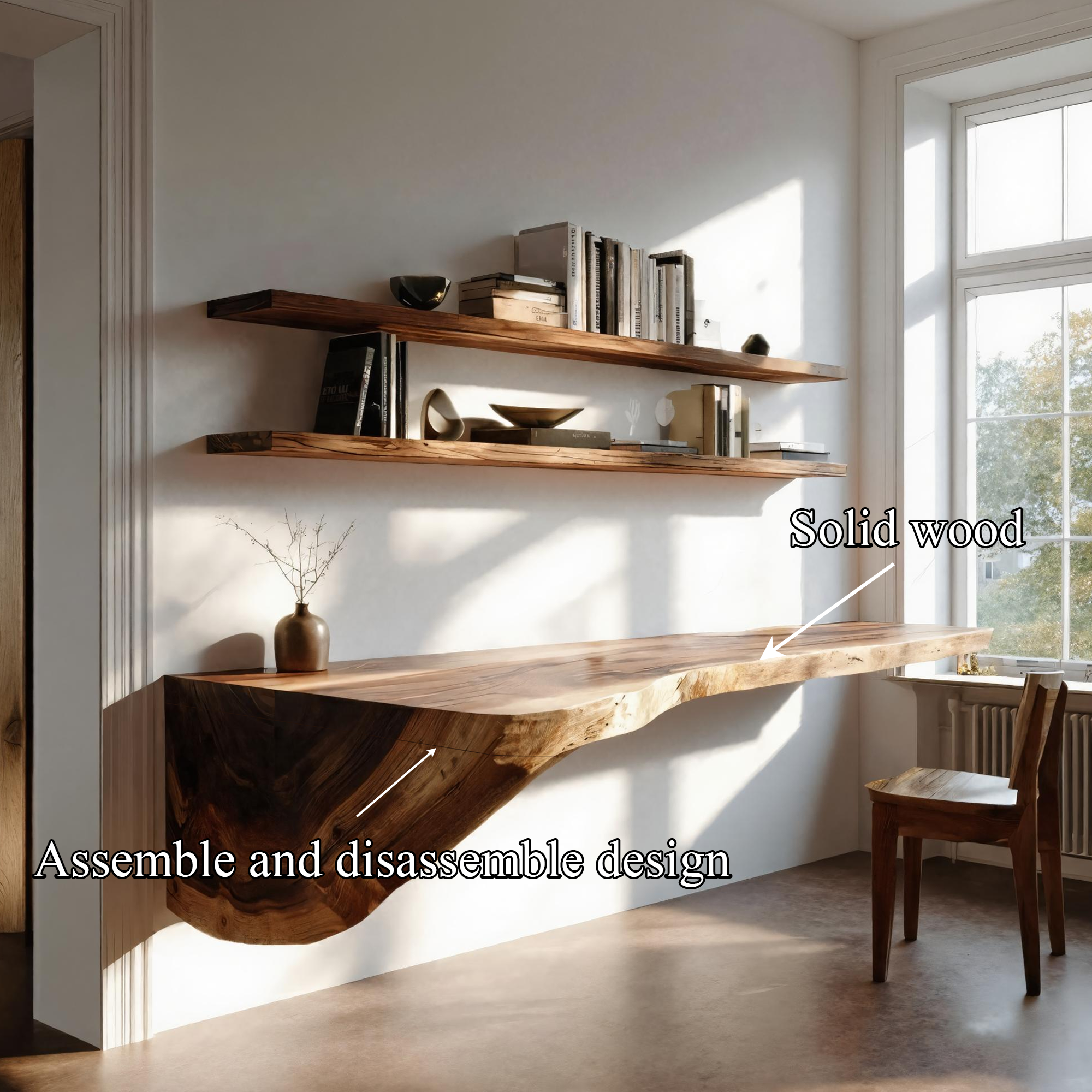 Organic Floating Desk For Home Office Or Living Space SINLKIFL377
