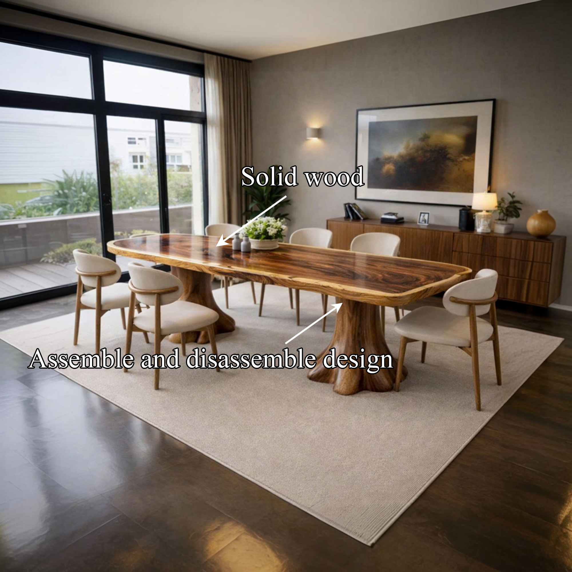 Rustic Dining Table For Dining Room And Open Interior SINLKIDT158