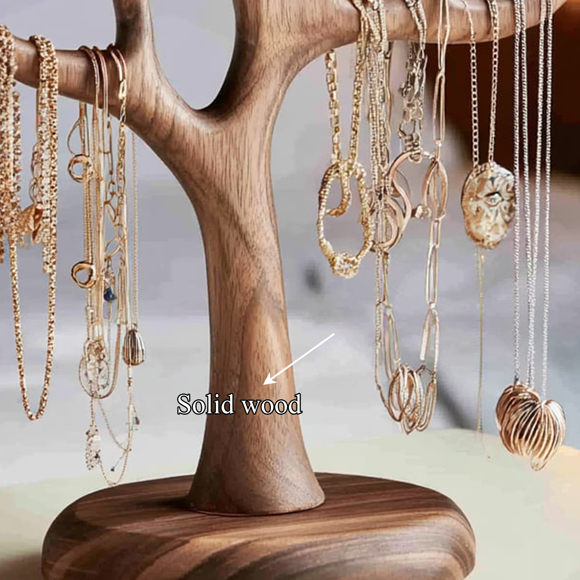 Scandinavian Wooden Jewelry Tree Display Natural Finish SINLKITJR005