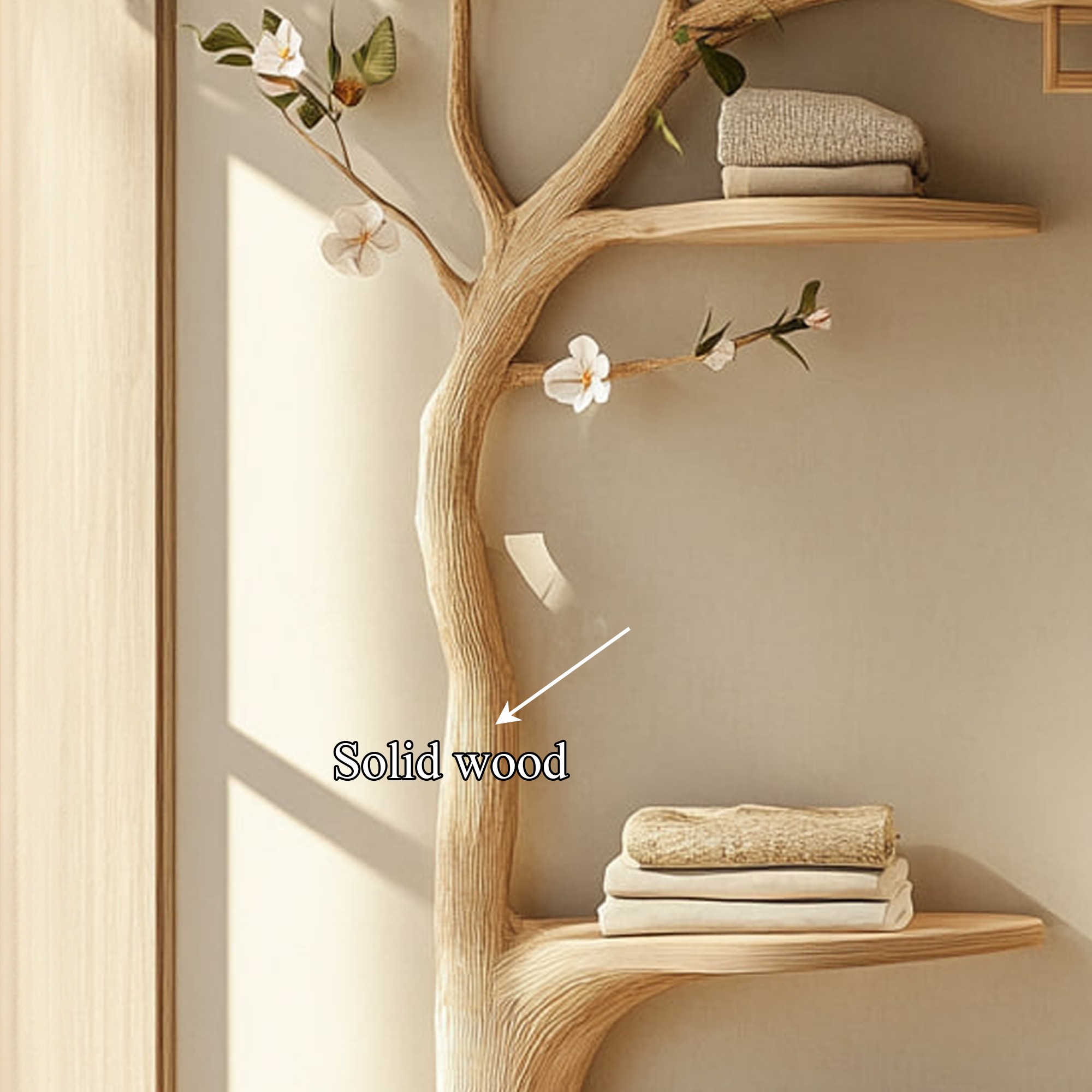 Rustic Tree Clothes Rack Solid Wood Bedroom Organizer SINLKITCR060