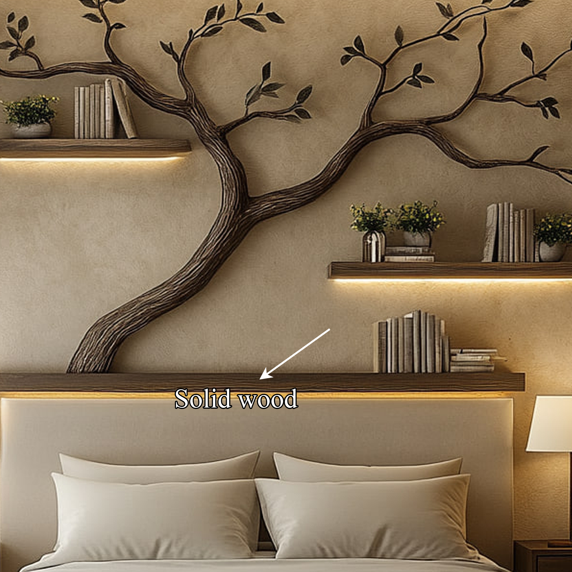 Mid Century Tree Wall Bookshelf Bedroom Headboard SINLKITBS092