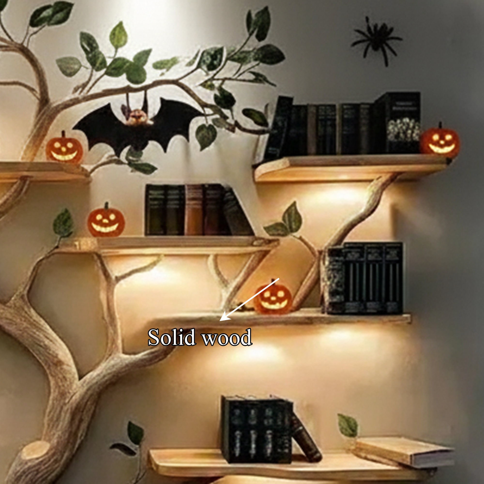 Rustic Handmade Halloween Wooden Tree Shelf Living Room Decor SINLKIHW047