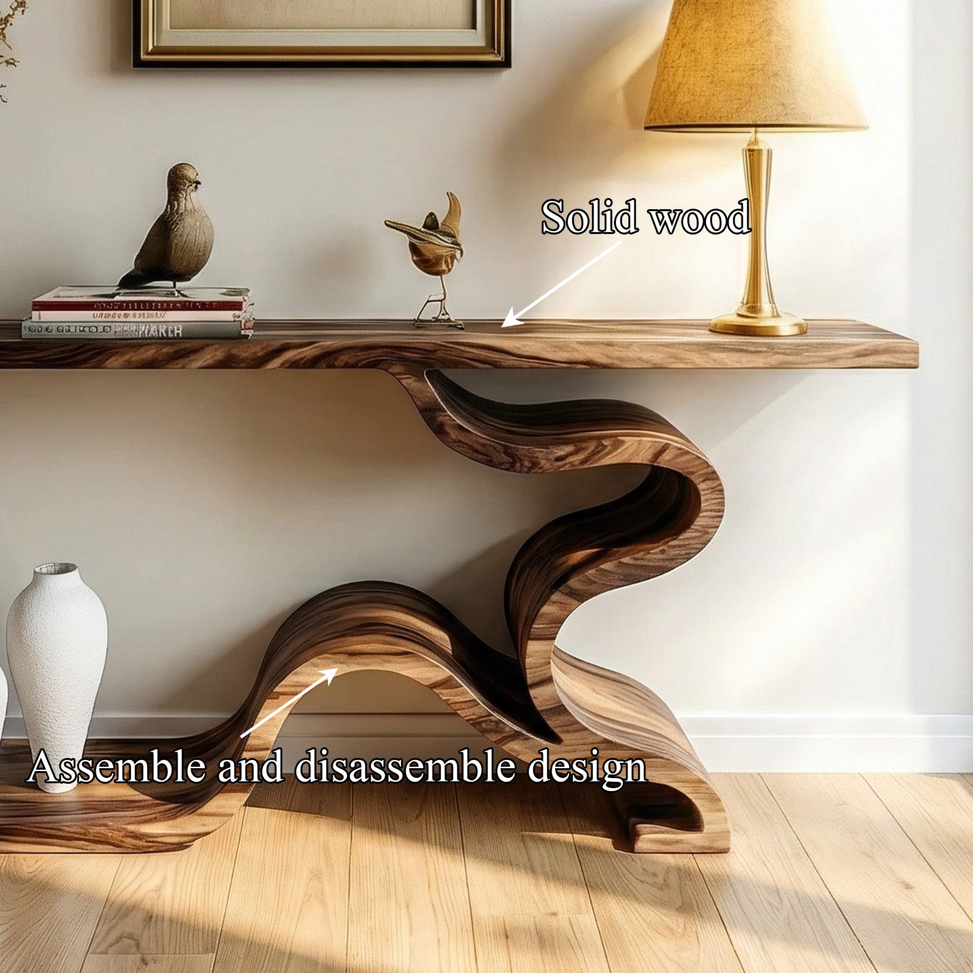 Sculptural S Curve Console Table Sofa Back Living Room SINLKICS495