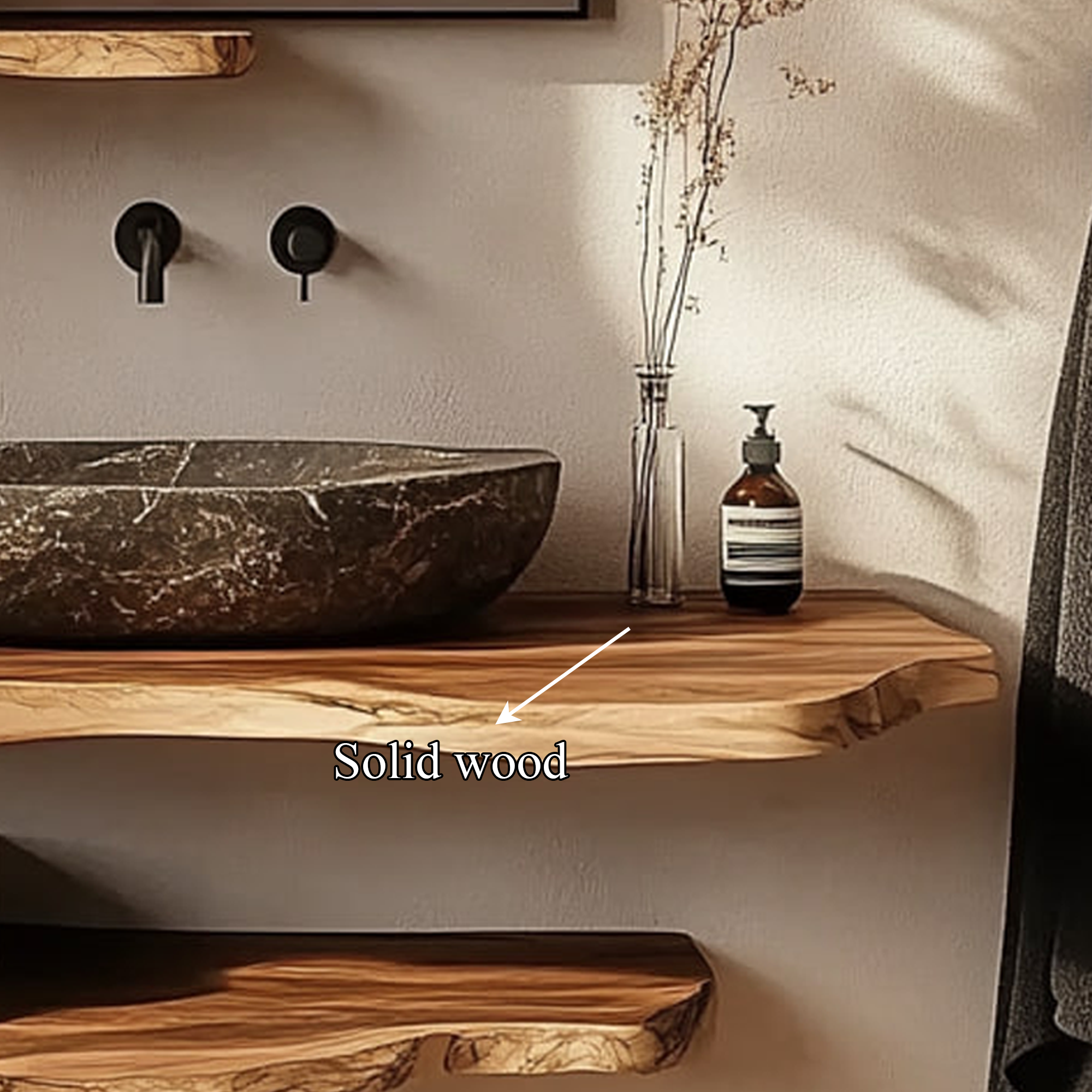 Rustic Bathroom Vanity Shelf Wooden Bathroom Wall Display SINLKIBRV218