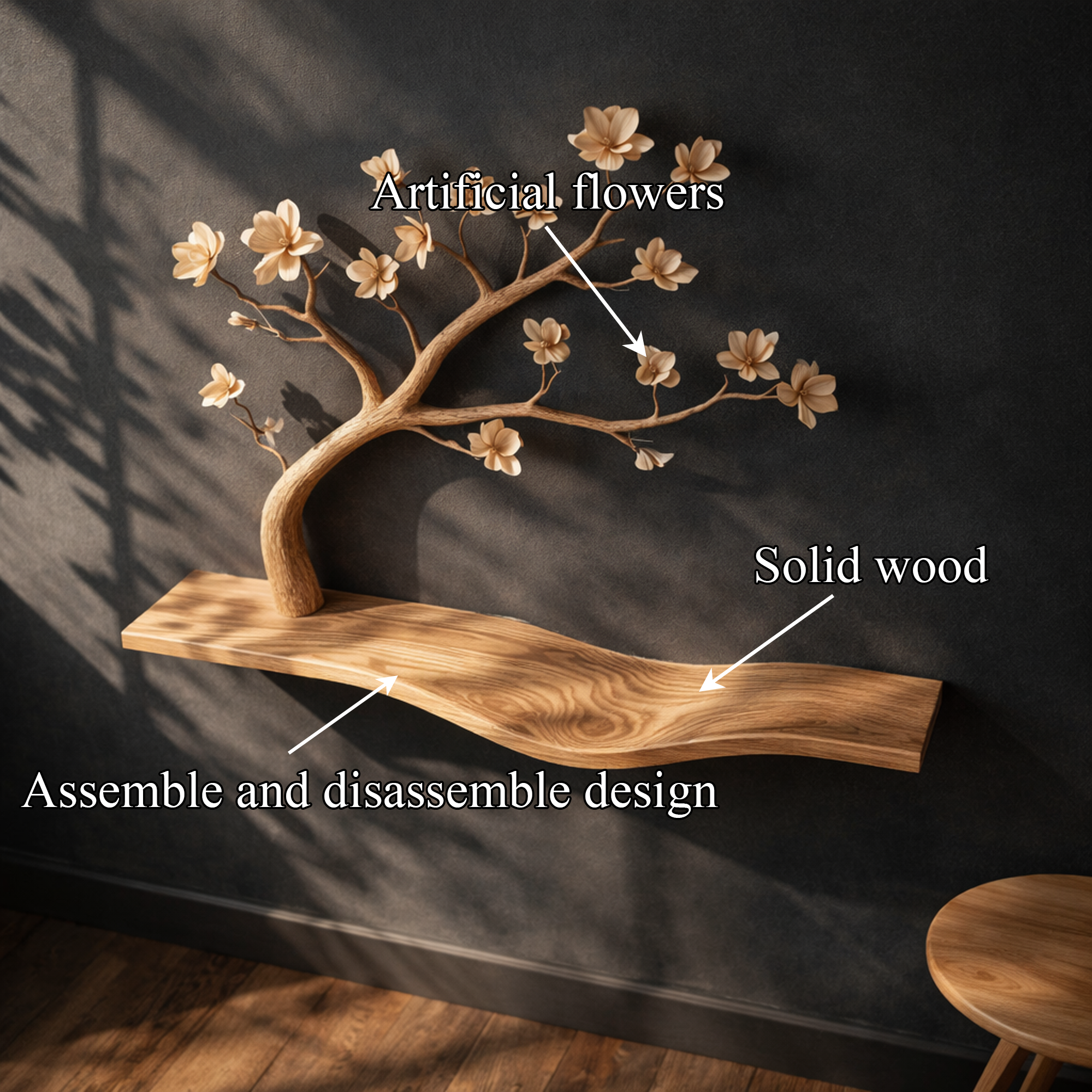 Rustic Artistic Tree Bookshelf Wall Decor For Study Room SINLKIFL256