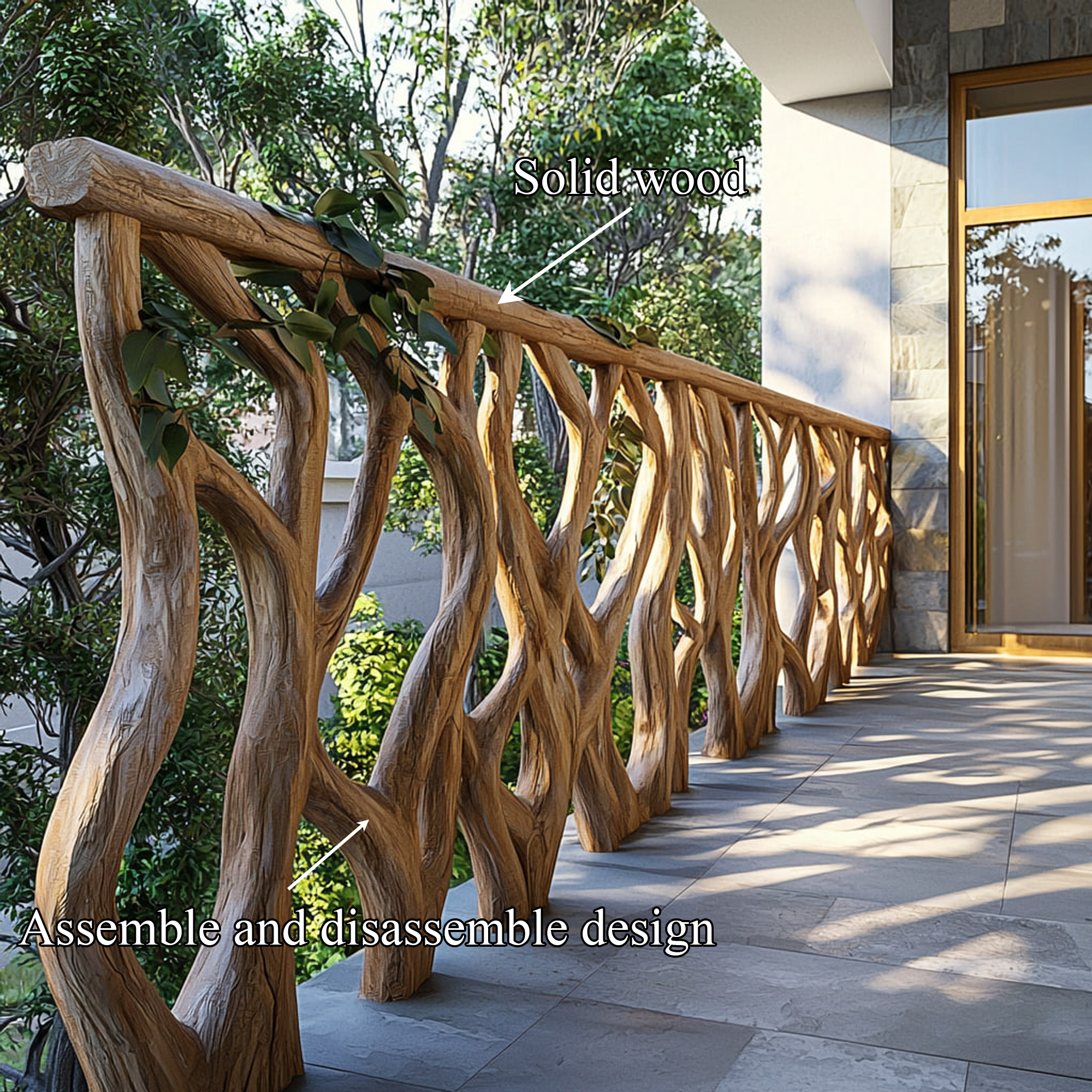 Rustic Sculptural Balcony Railing For Exterior And Terrace Area SINLKIST007