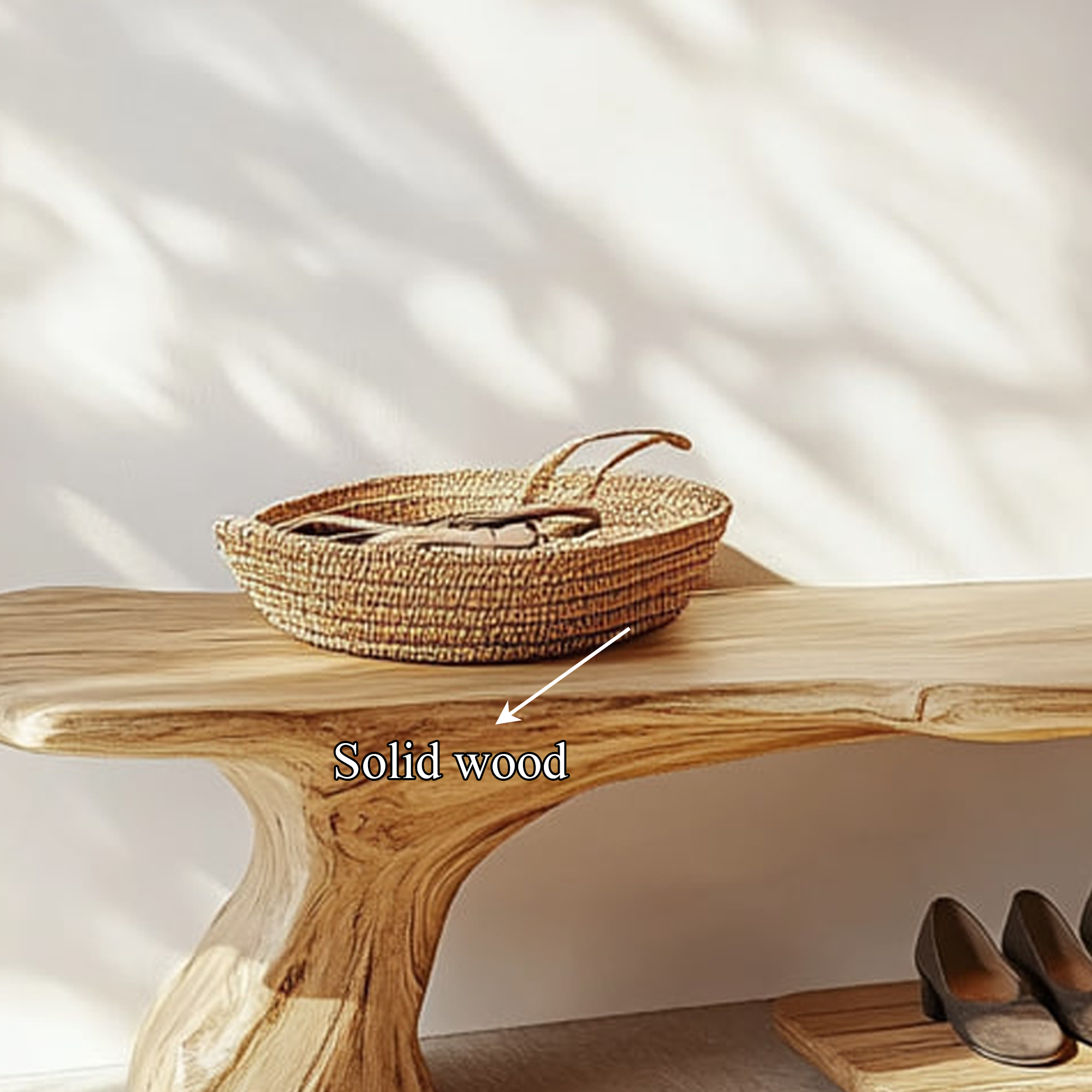 Rustic Wooden Shoe Bench With Organic Design Foyer SINLKISB050