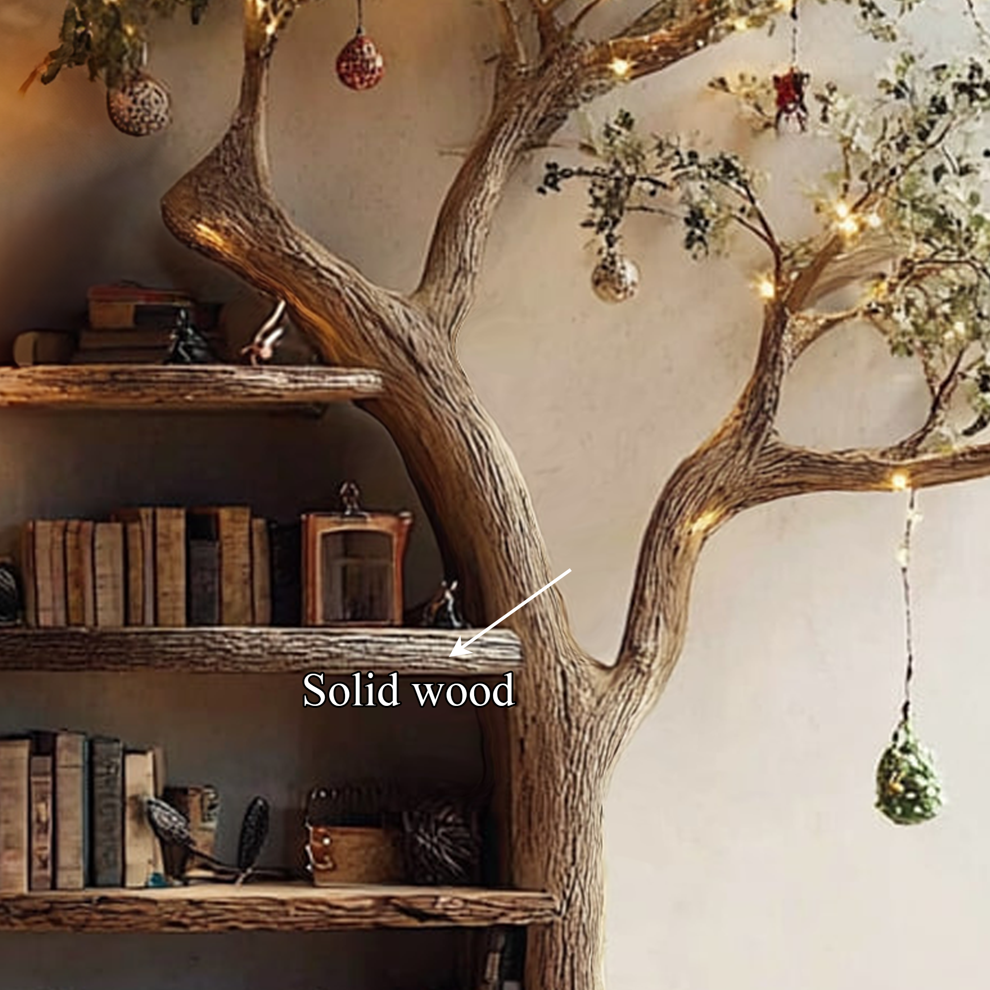 Rustic Branch Bookshelf Living Room Cozy Space SINLKITB302