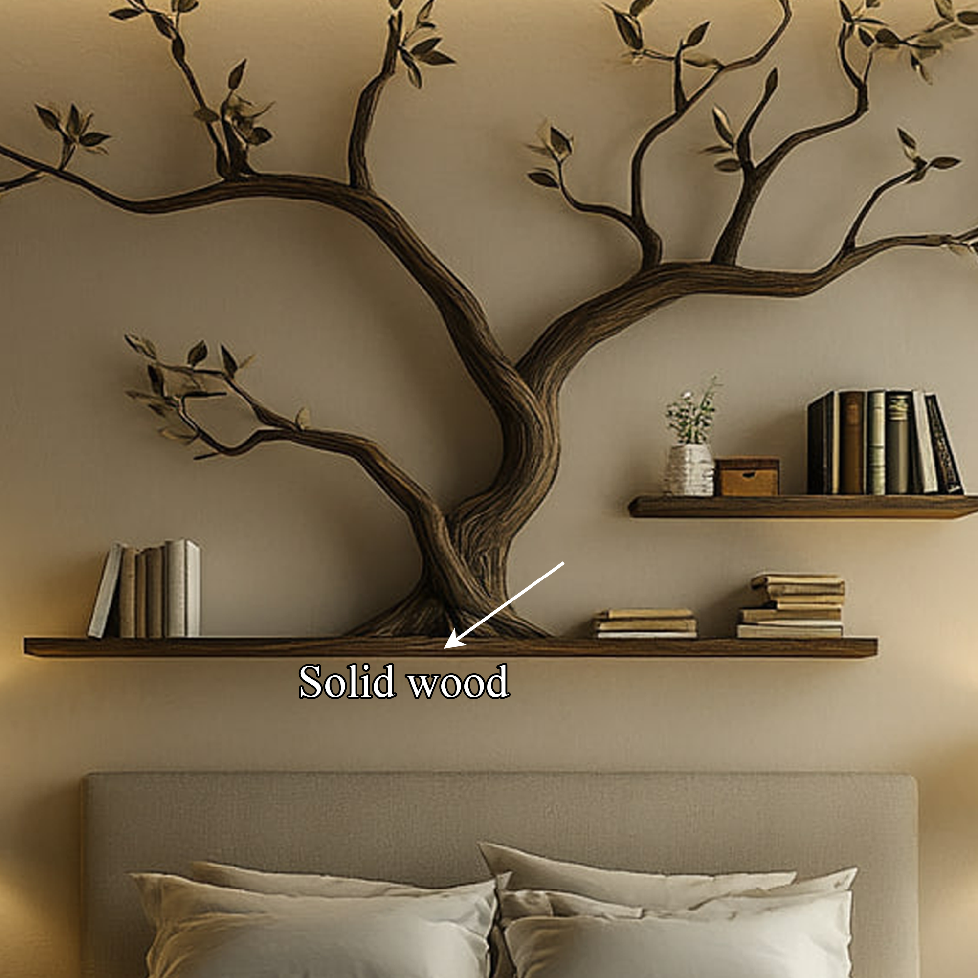 Mid Century Organic Tree Bookshelf Headboard Bedroom Design SINLKITBS094