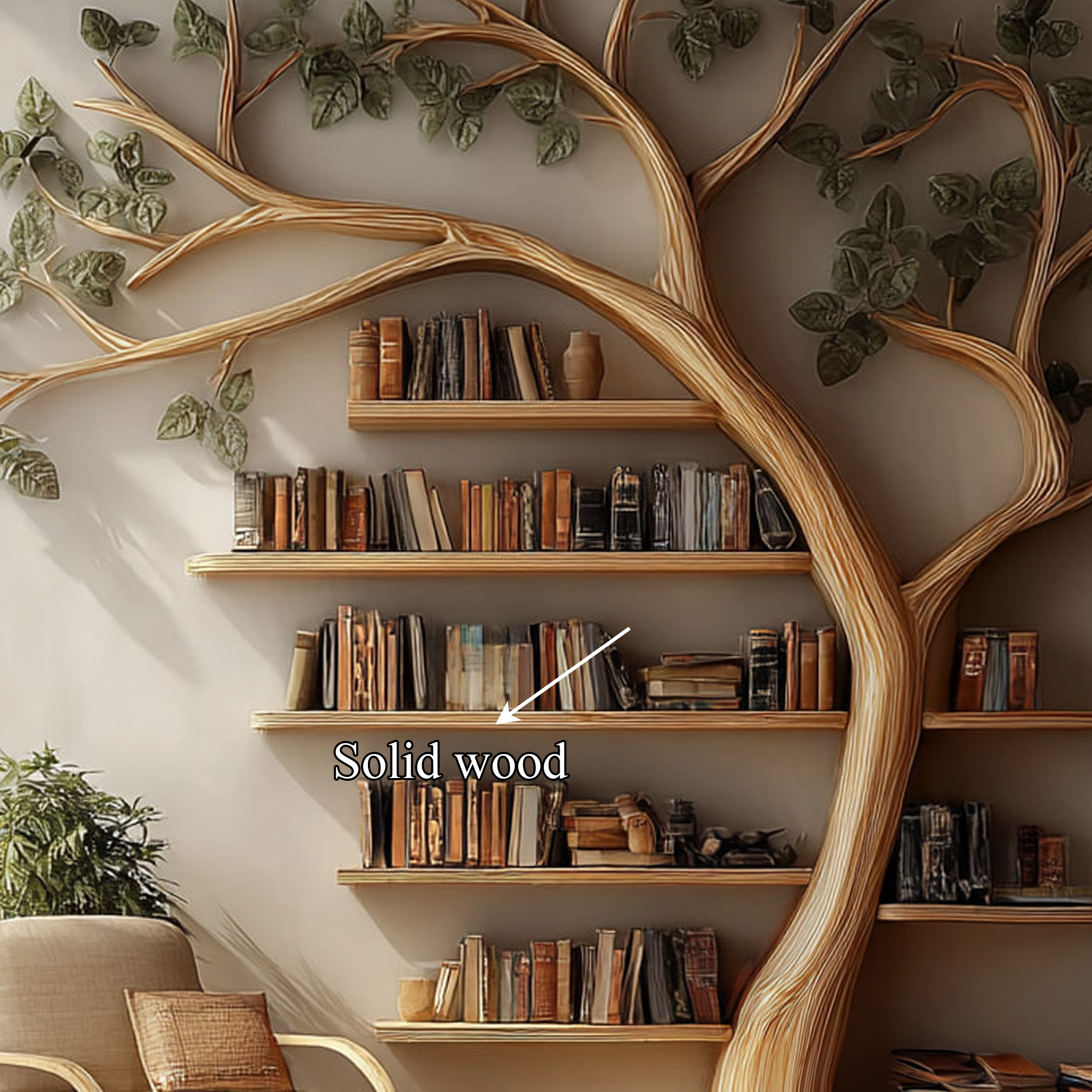 Rustic Tree Bookshelf Reading Corner Home Office Library Display SINLKITB331