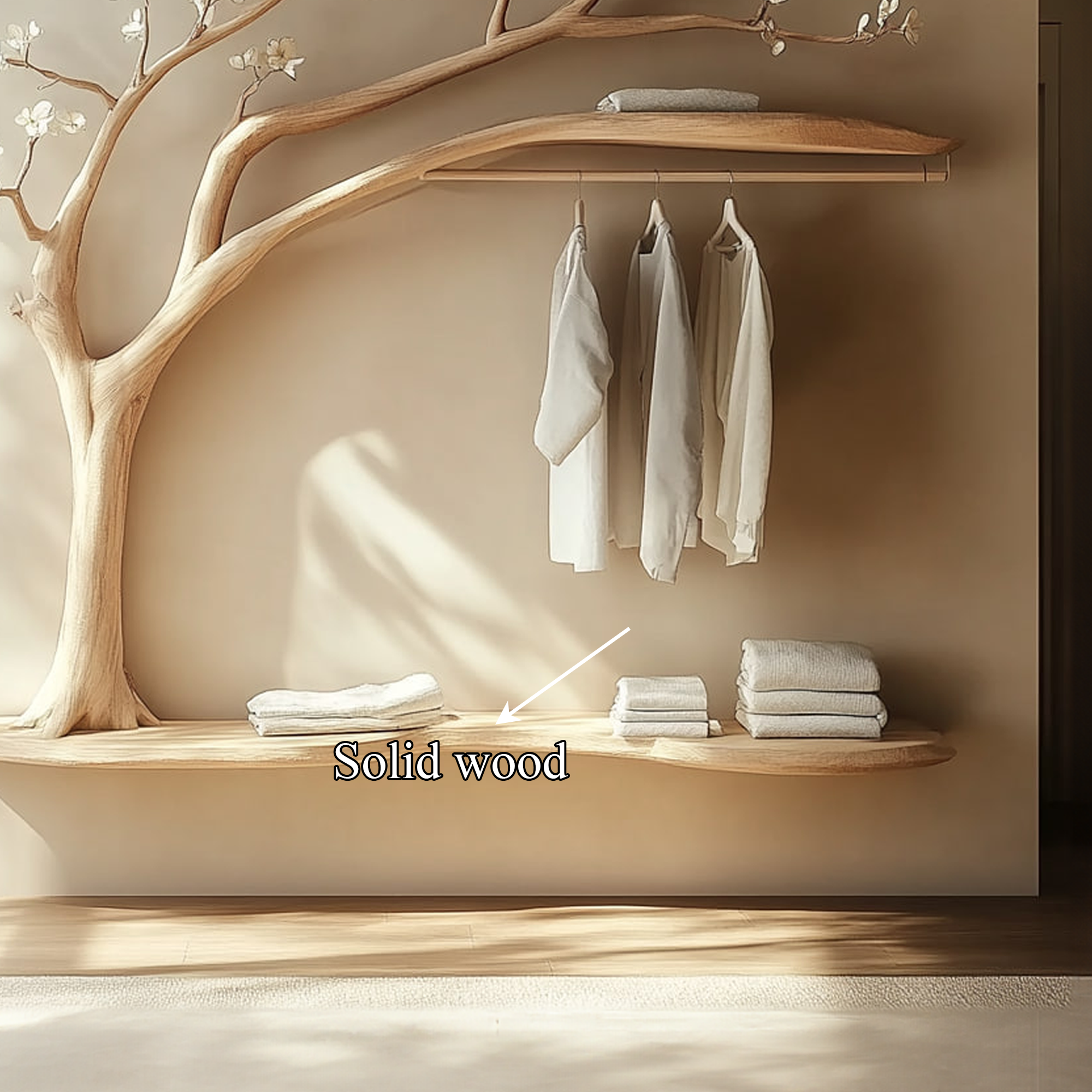 Scandinavian Tree Wardrobe Solid Wood Handcrafted Bedroom Storage SINLKITCR064