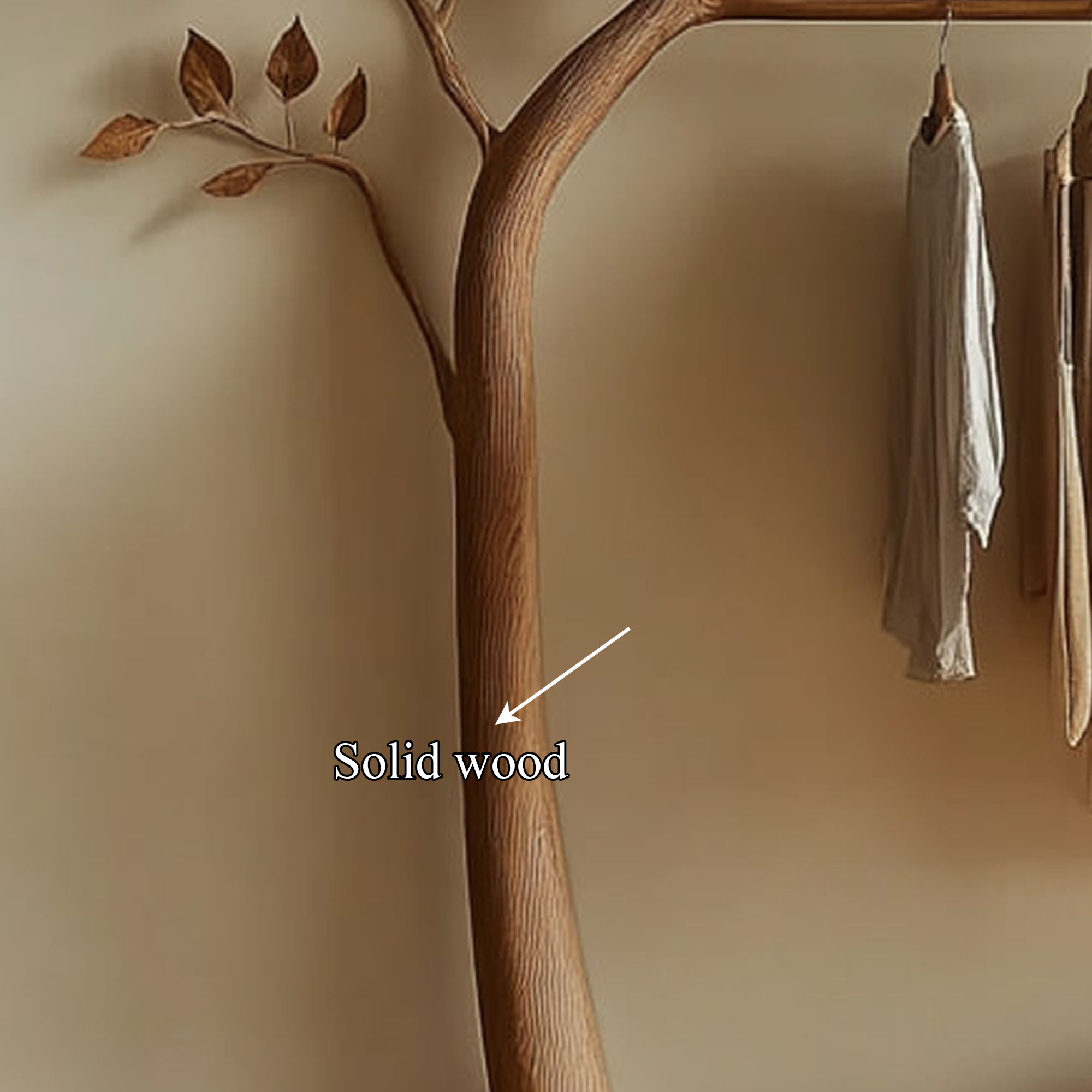 Rustic Tree Clothes Rack Solid Wood Bedroom Organizer SINLKITCR055