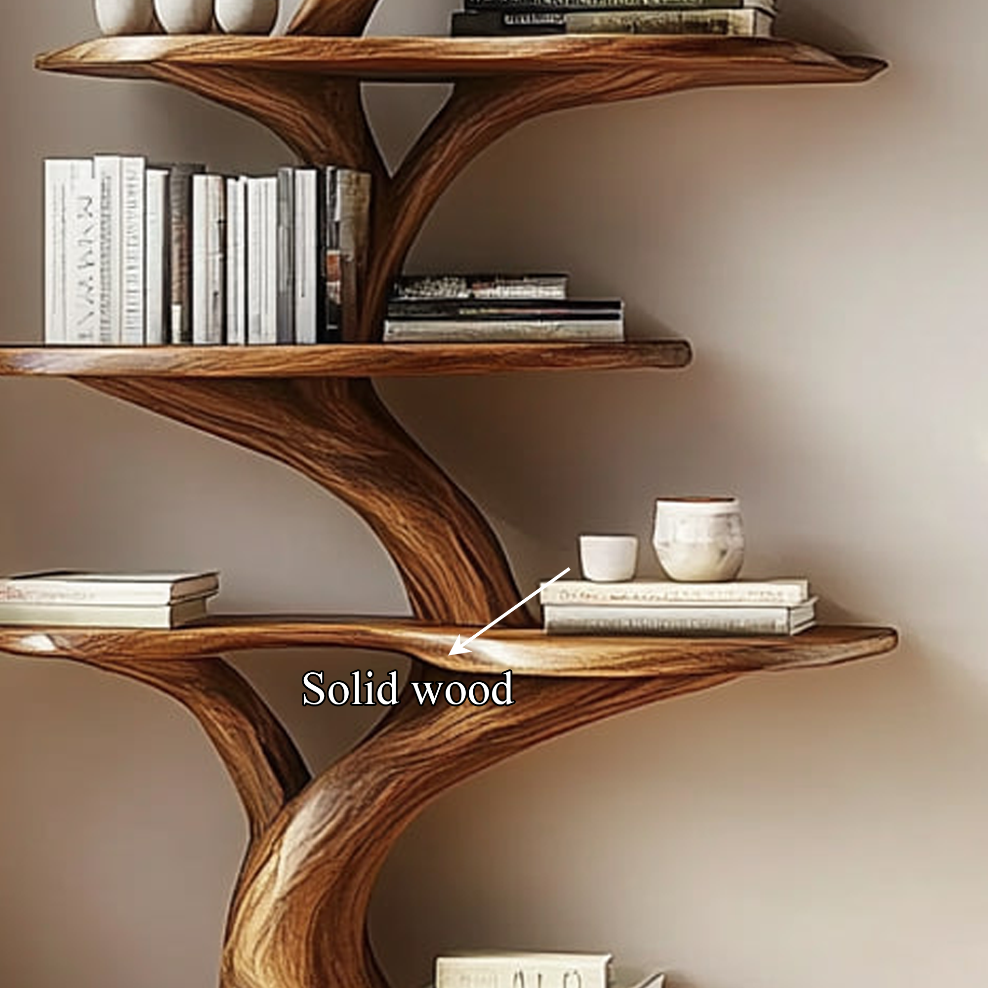 Rustic Tree Display Shelf Living Room Cozy Storage SINLKITB472