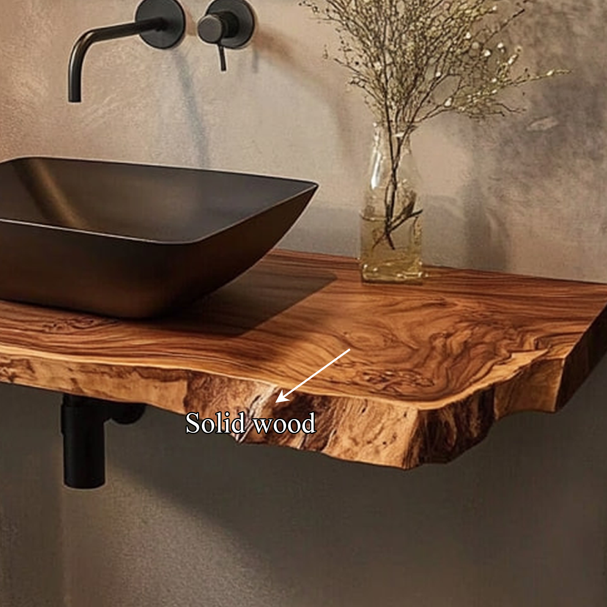 Rustic Bathroom Vanity Shelf Solid Wood Bathroom Design SINLKIBRV224