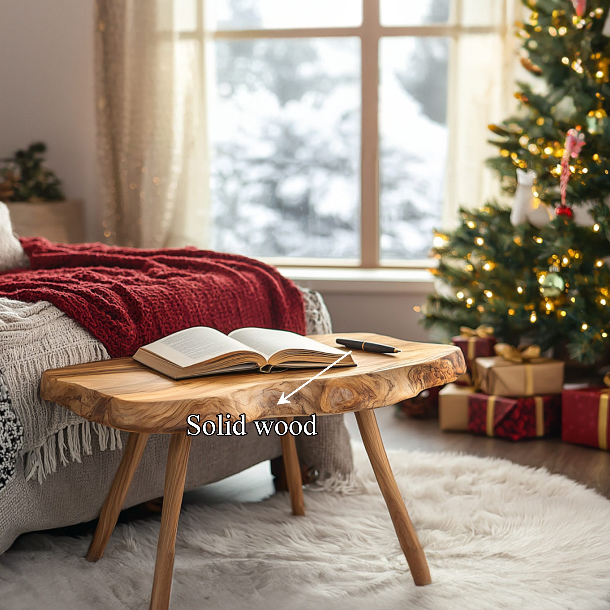 Rustic Live Edge Table Christmas Cozy Bedroom Setup SINLKIBT200