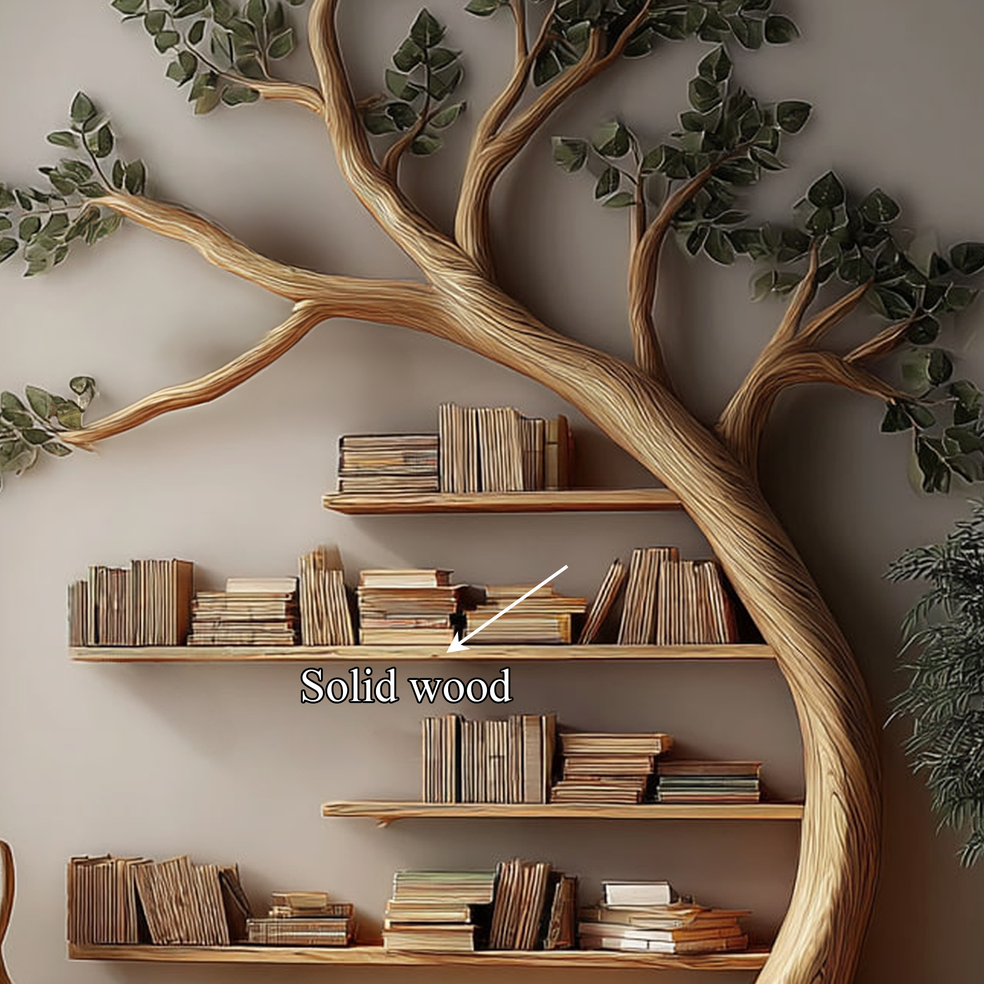 Rustic Branch Bookshelf Bedroom Living Room Artistic Wall SINLKITB330
