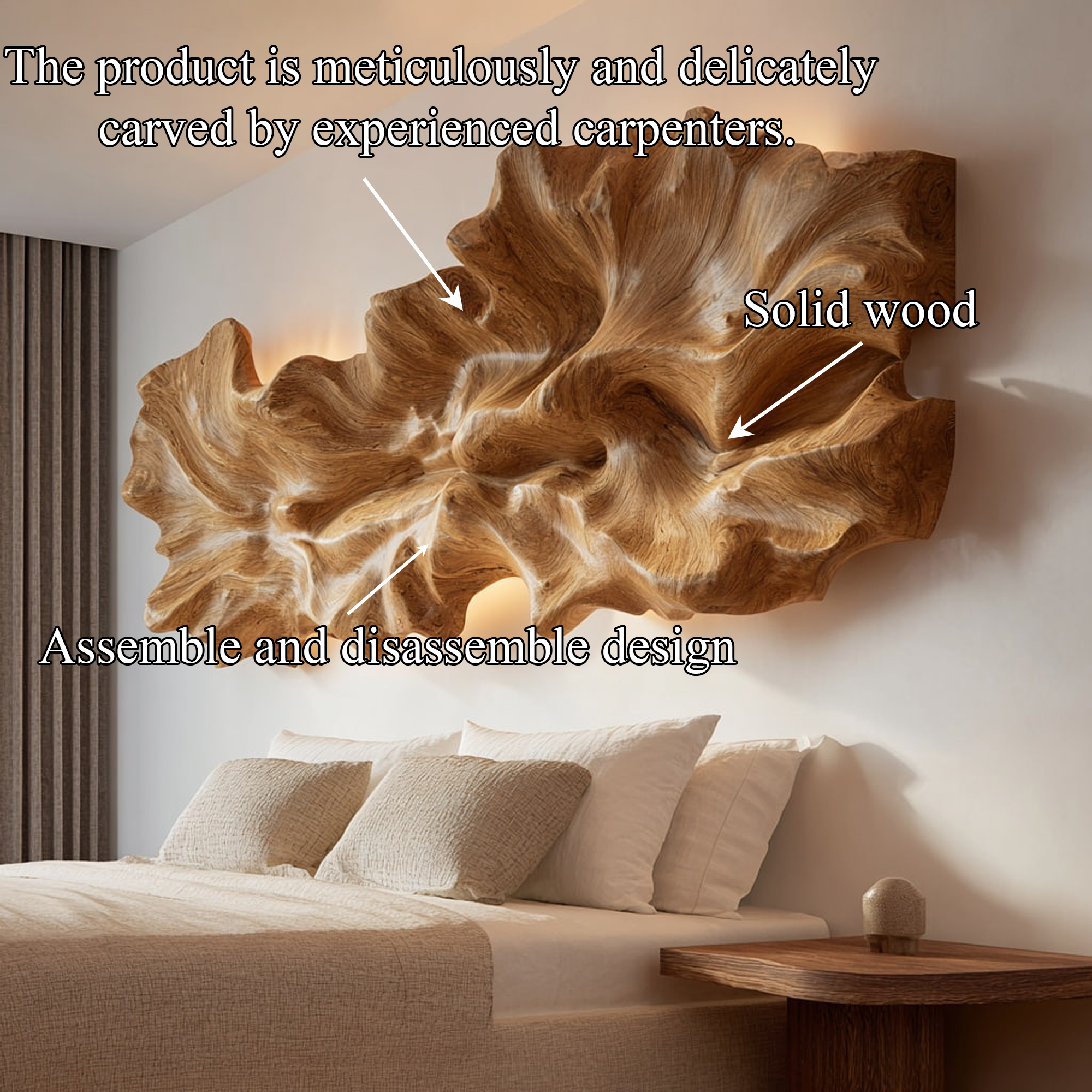 Rustic Signature Sculpted Wood Headboard Solid Wood Bedroom Interior Gallery Feature SINLKIDH019