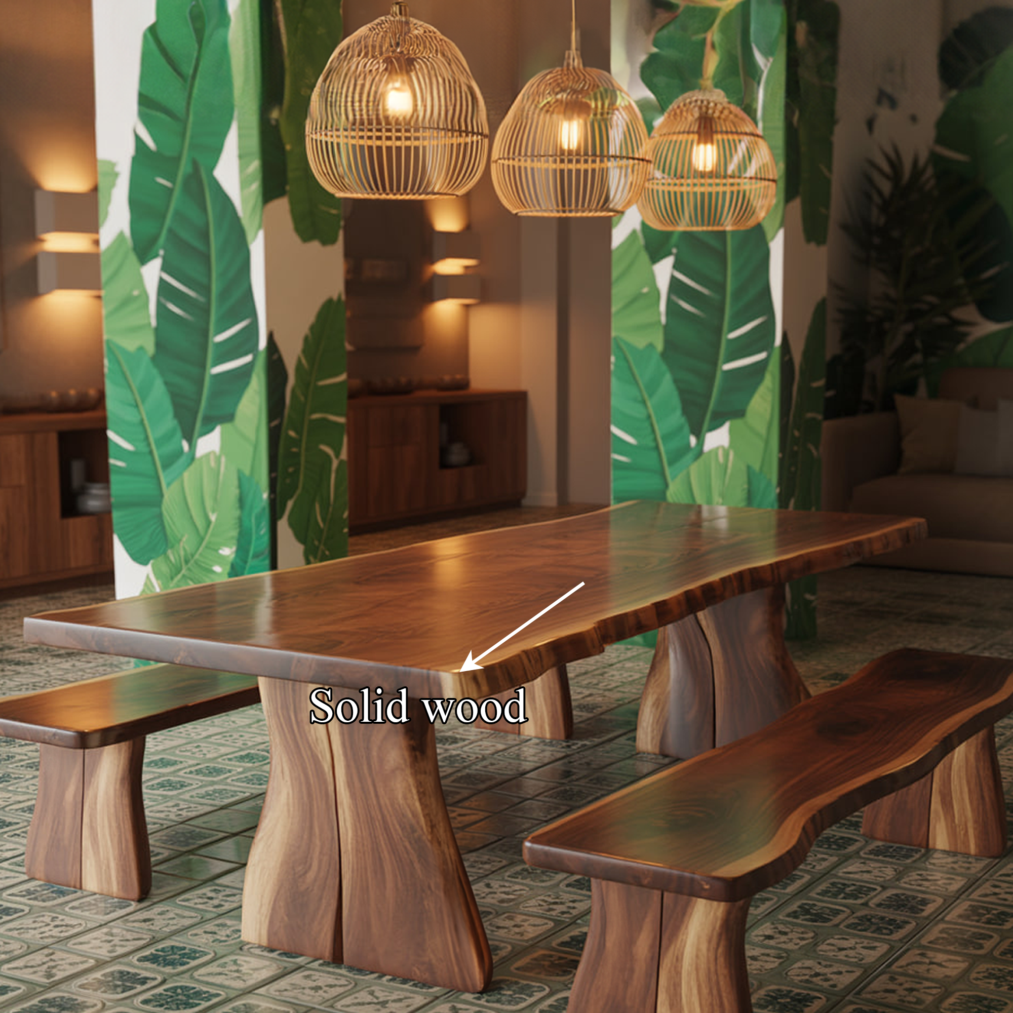 Rustic Live Edge Dining Table Natural Finish Kitchen SINLSDTS131