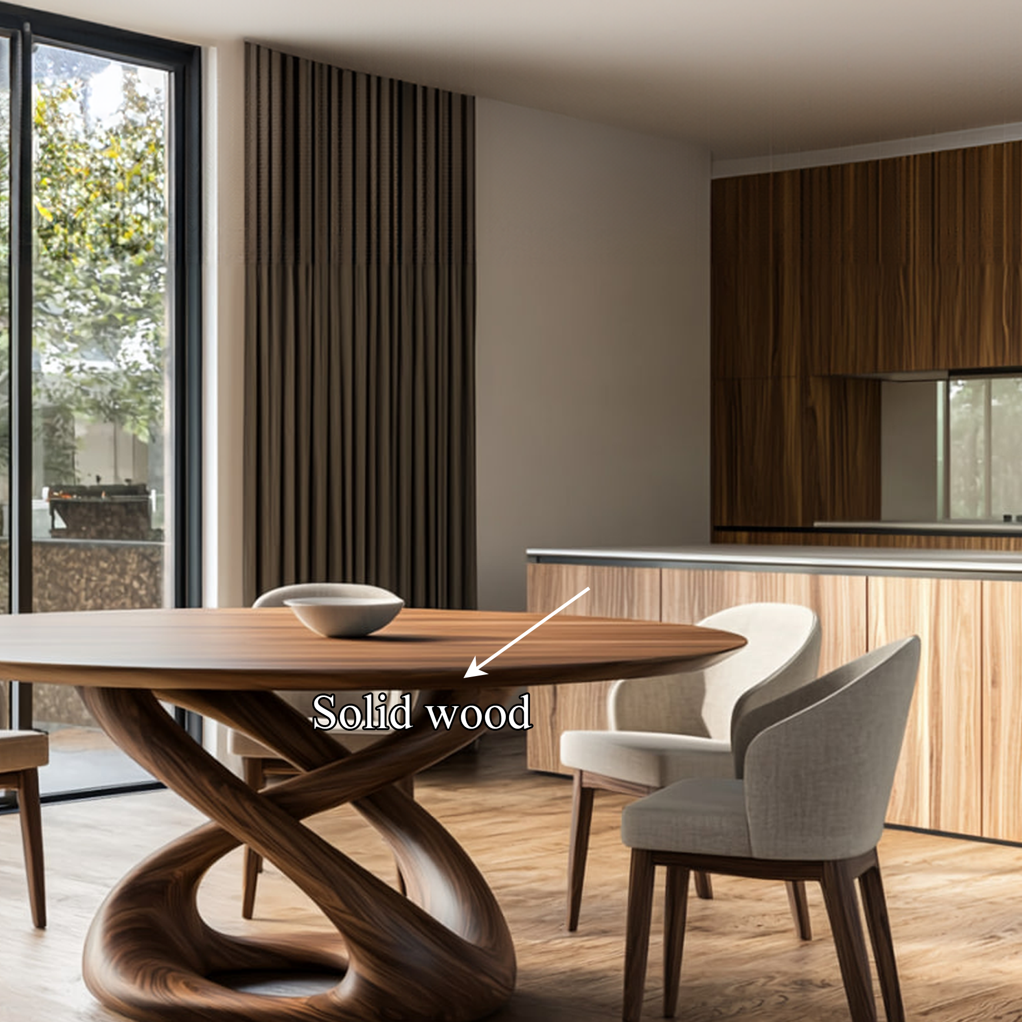 Rustic Round Dining Table Sculptural Kitchen SINLKIDT123