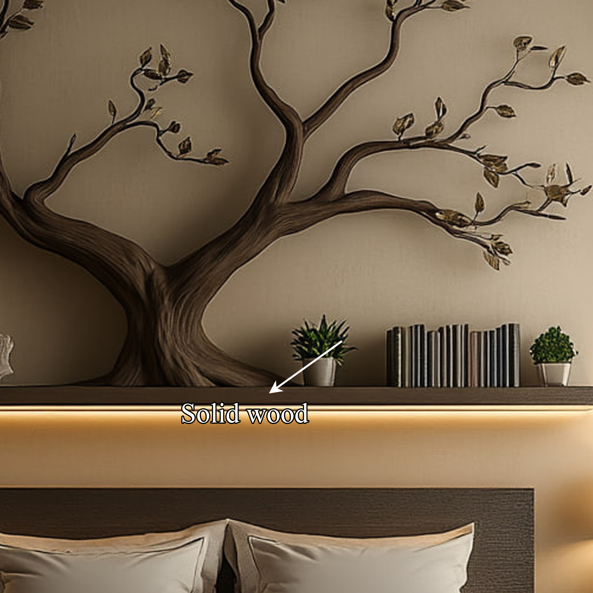 Mid Century Organic Tree Wall Shelf Artistic Bedroom SINLKITBS093