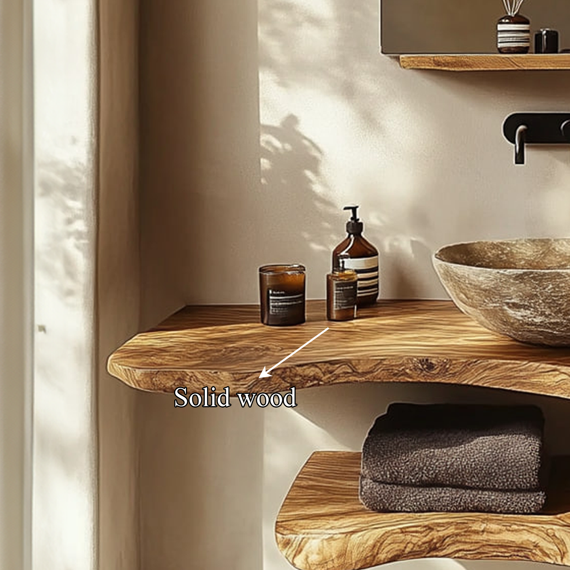 Mid Century Bathroom Vanity Shelf Solid Wood Bathroom Design SINLKIBRV213