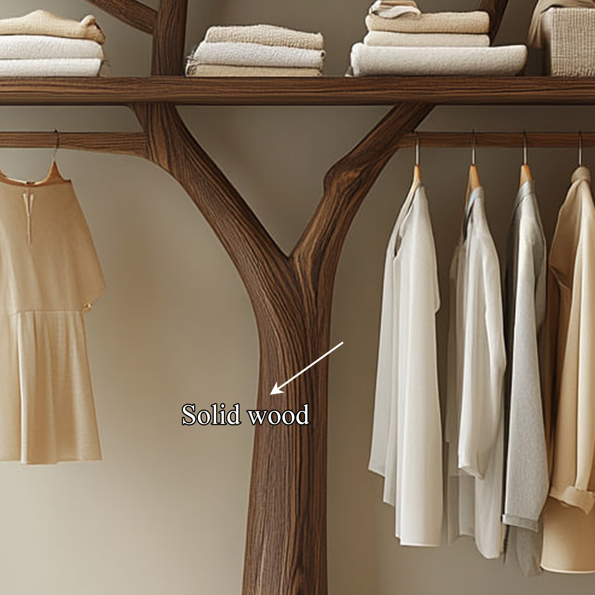 Sculptural Wooden Tree Clothing Rack Artistic Design Bedroom SINLKITCR050