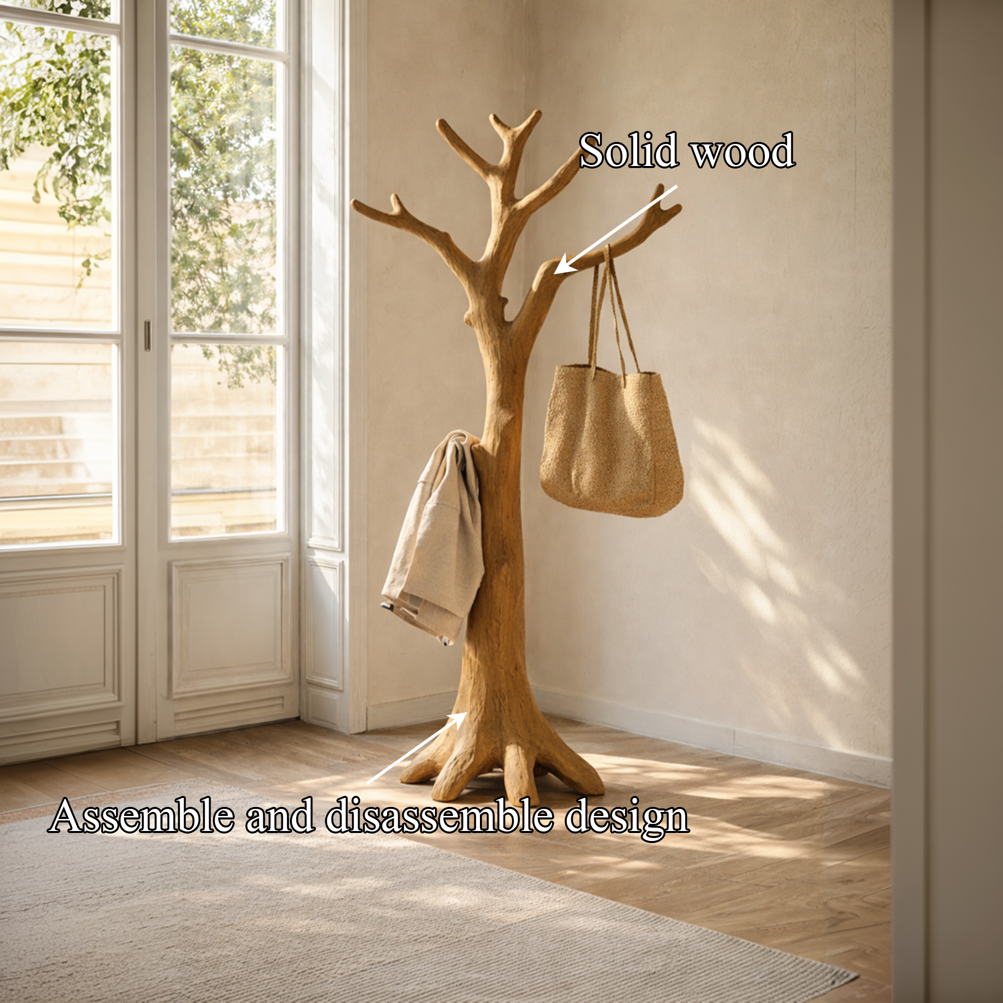 Rustic Tree Coat Rack Entryway Hallway SINLKITCR091