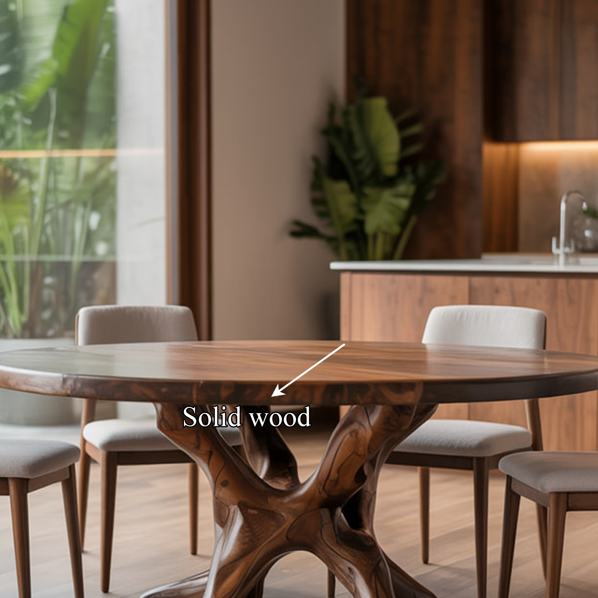 Rustic Live Edge Dining Table Root Base Kitchen SINLKIDT129