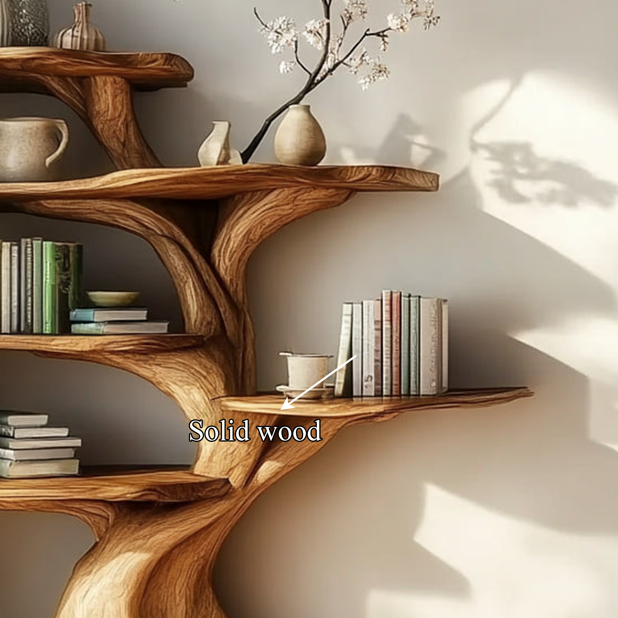 Rustic Tree Bookshelf Living Room Wall Display SINLKITB462