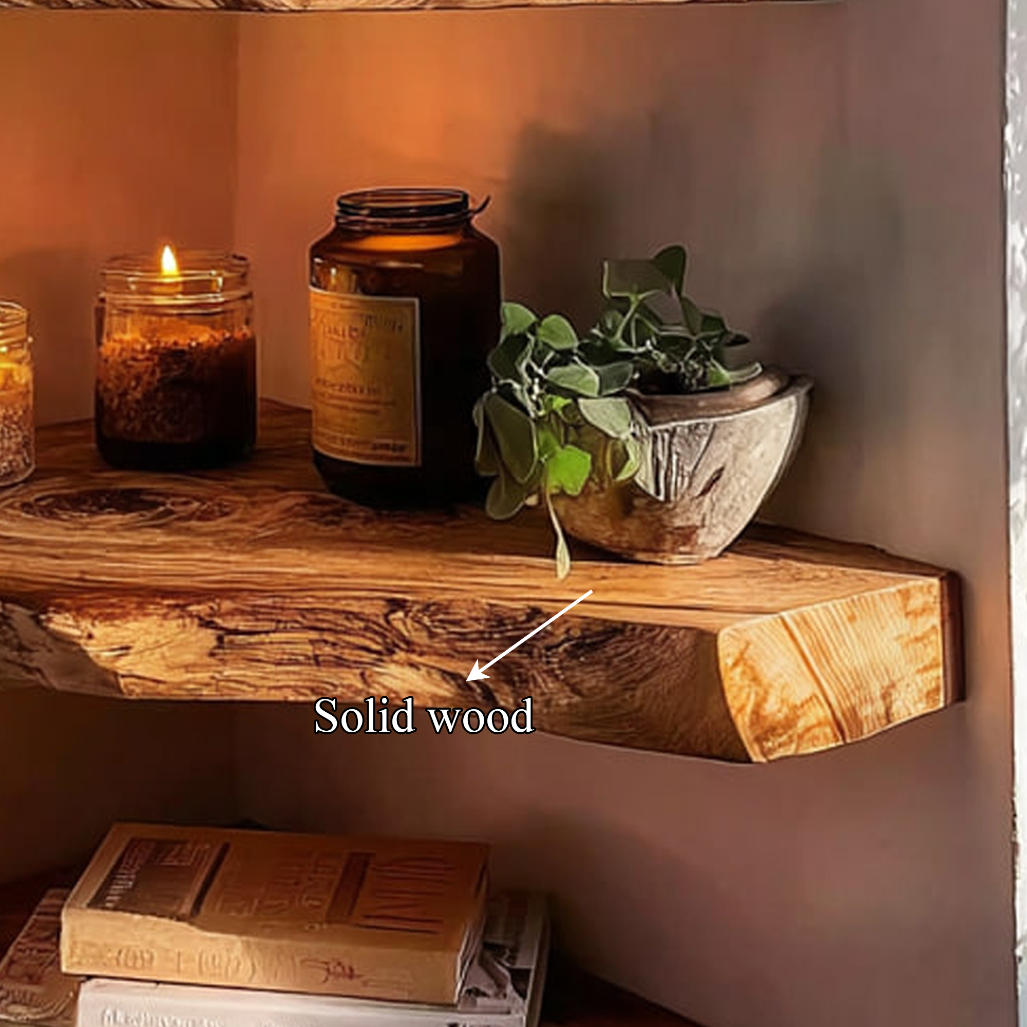 Rustic Floating Corner Storage Shelf Bathroom SINLKIFL206