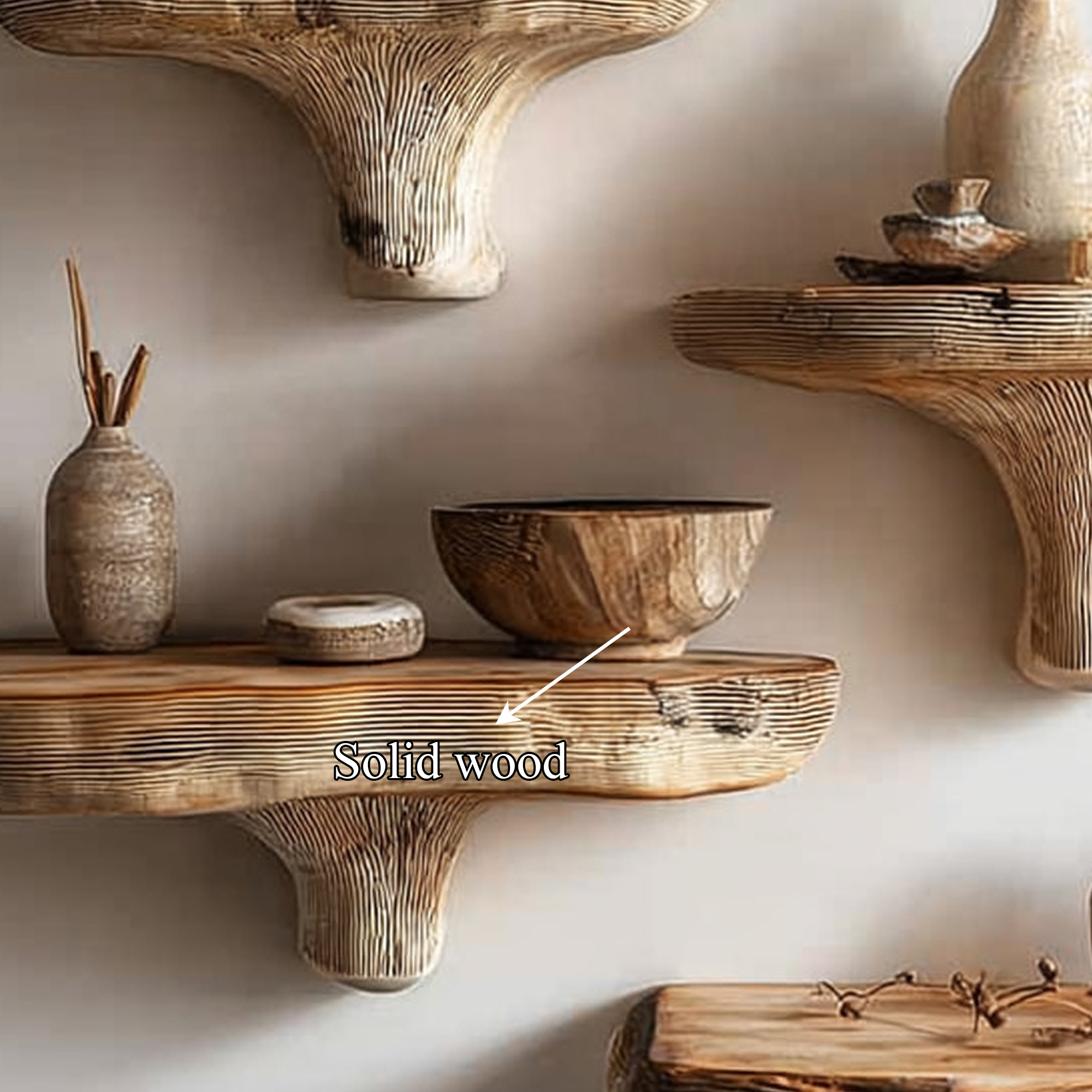 Rustic Mushroom Floating Shelf Living Room SINLKIFL137